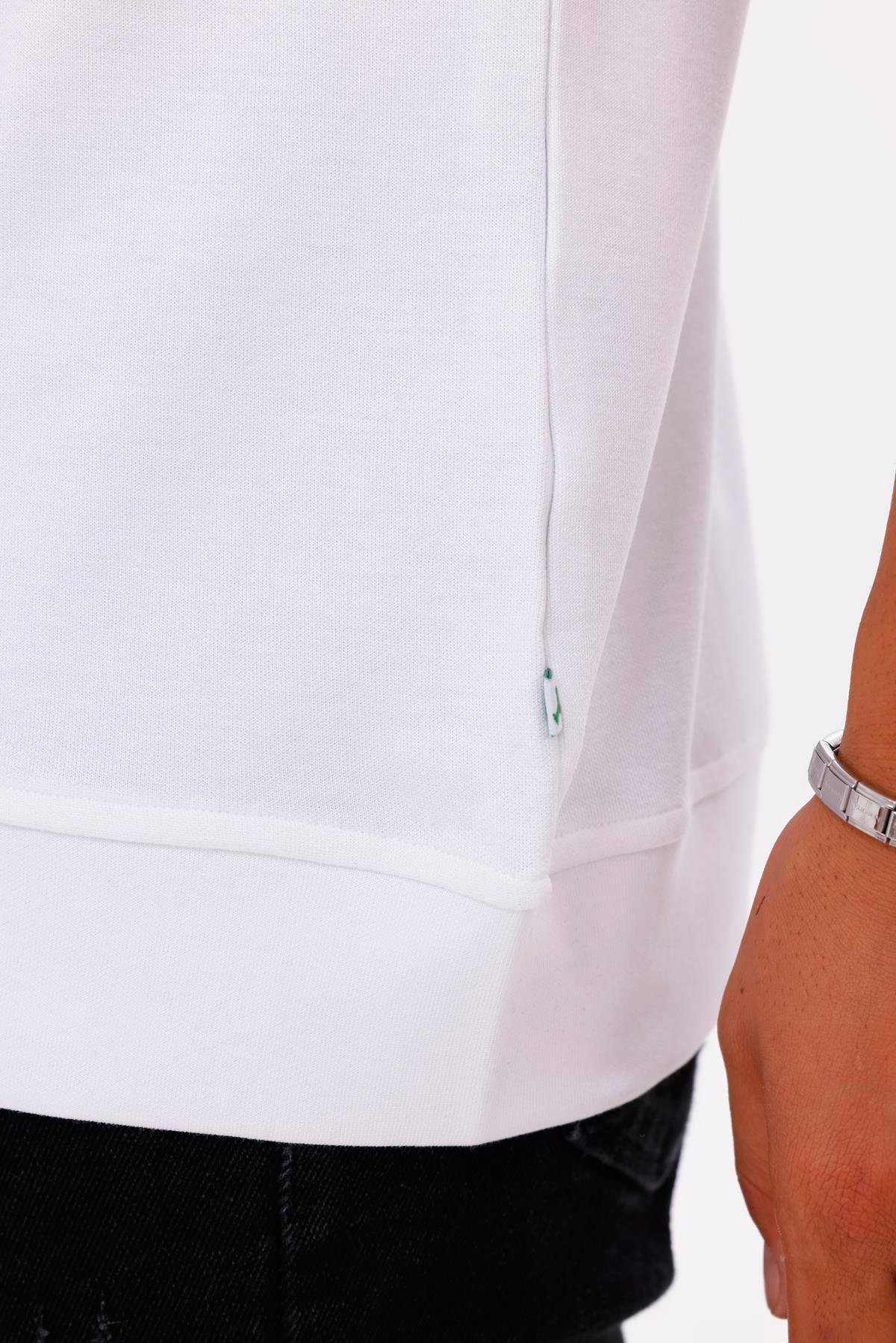 FİHA/7035-ERKEK ETEK KOL RİBANALI DOUBLEFACE TSHIRT - BEYAZ