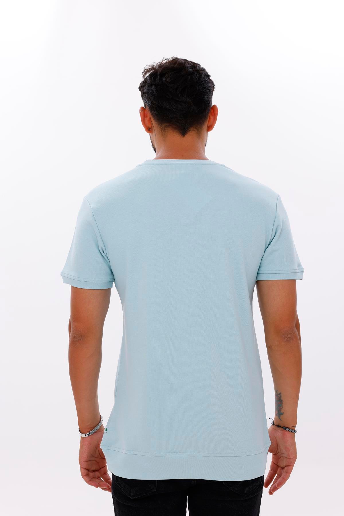 FİHA/7035-ERKEK ETEK KOL RİBANALI DOUBLEFACE TSHIRT - AQUATİC