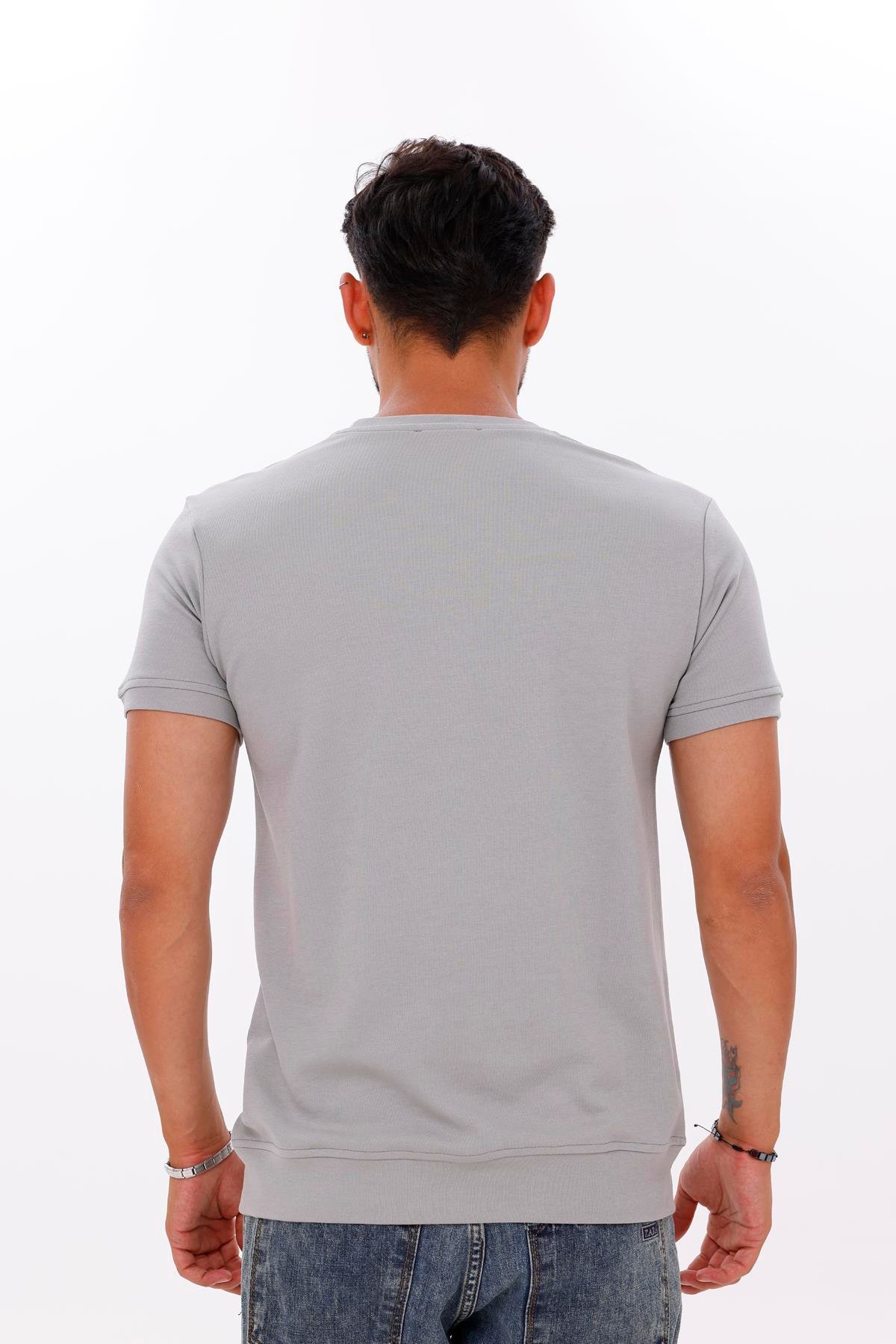 FİHA/7035-ERKEK ETEK KOL RİBANALI DOUBLEFACE TSHIRT - ULTIMATE GRAY