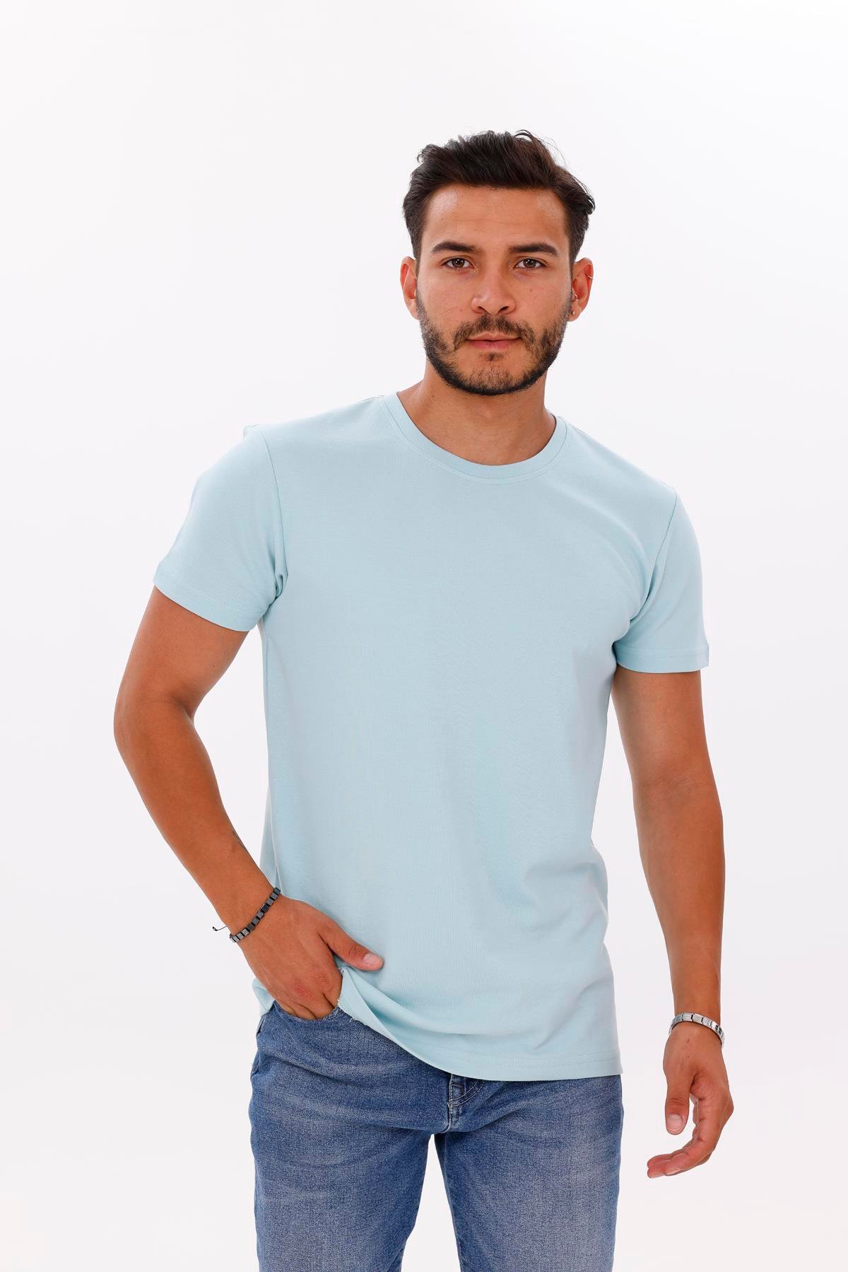 FİHA/7036-ERKEK DOUBLEFACE TSHIRT - AQUATİC