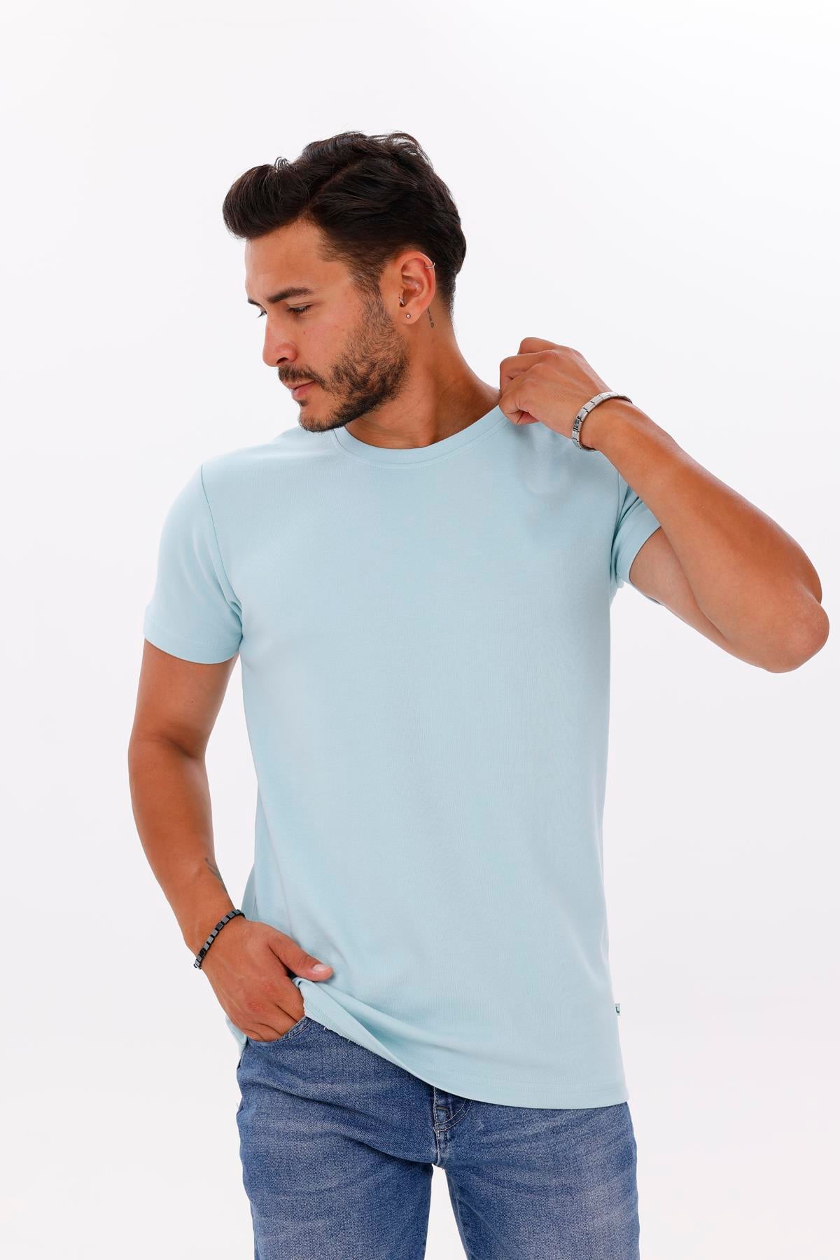 FİHA/7036-ERKEK DOUBLEFACE TSHIRT - AQUATİC