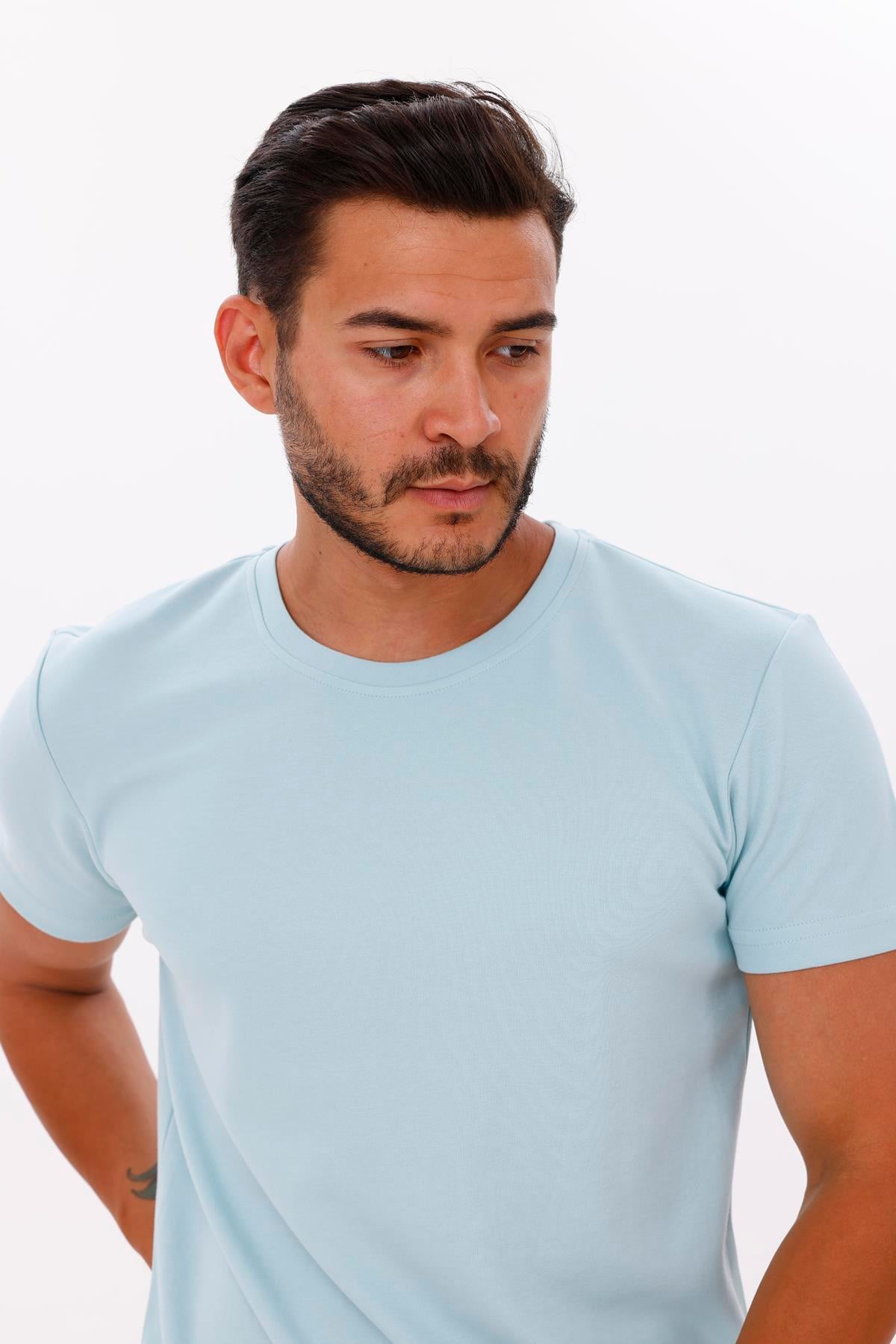 FİHA/7036-ERKEK DOUBLEFACE TSHIRT - AQUATİC
