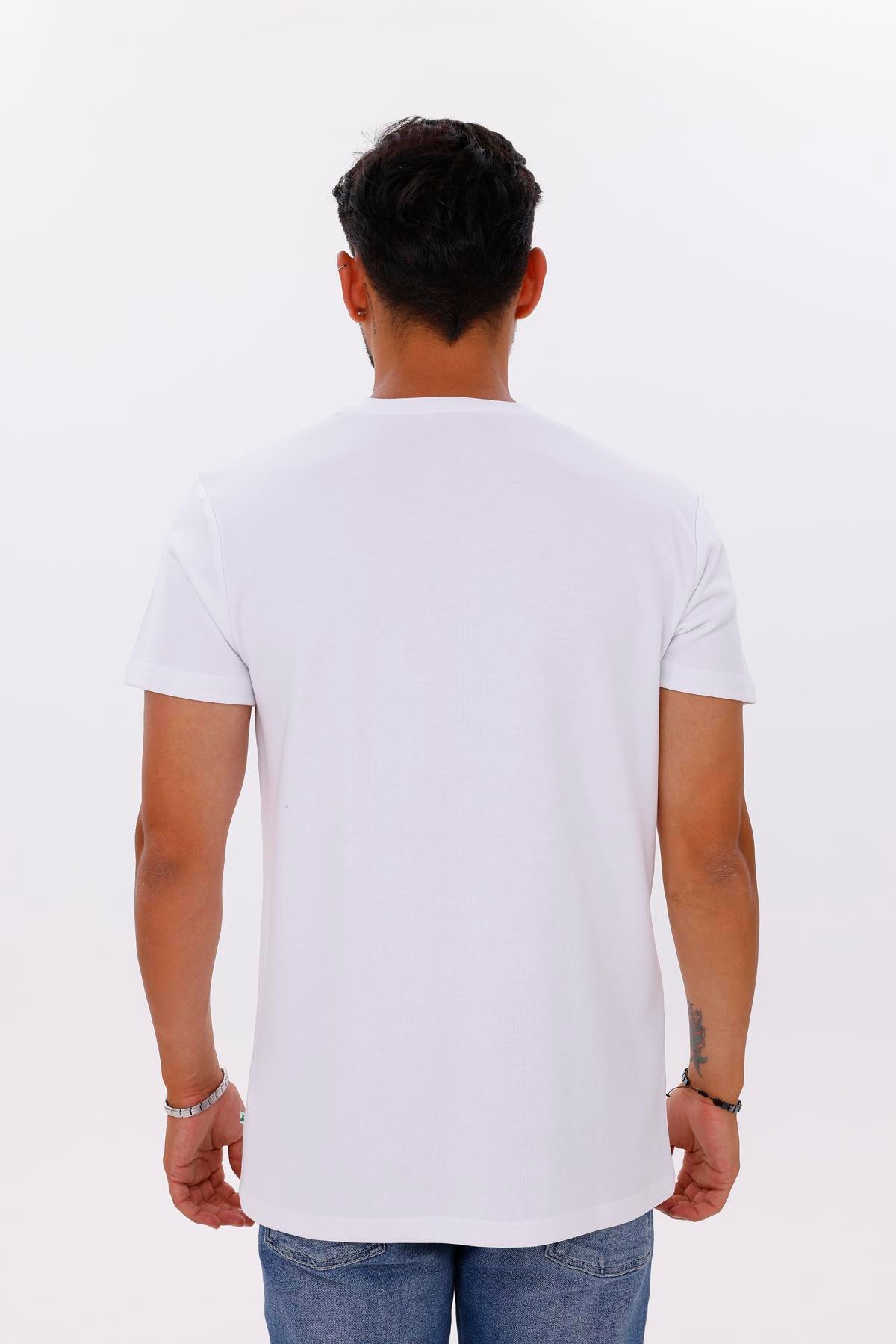 FİHA/7036-ERKEK DOUBLEFACE TSHIRT - BEYAZ