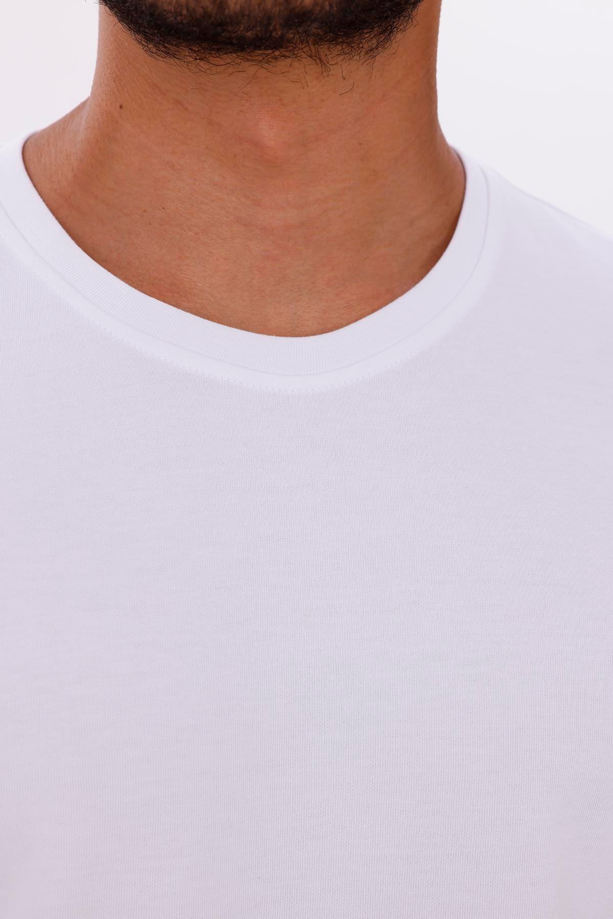 FİHA/7036-ERKEK DOUBLEFACE TSHIRT - BEYAZ