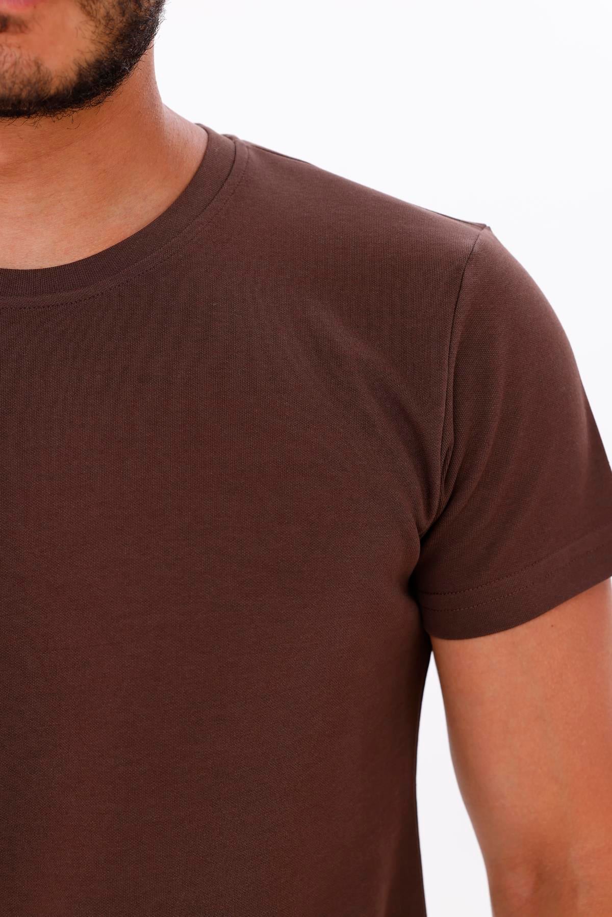 FİHA/7036-ERKEK DOUBLEFACE TSHIRT - CHOCOLATE BROWN