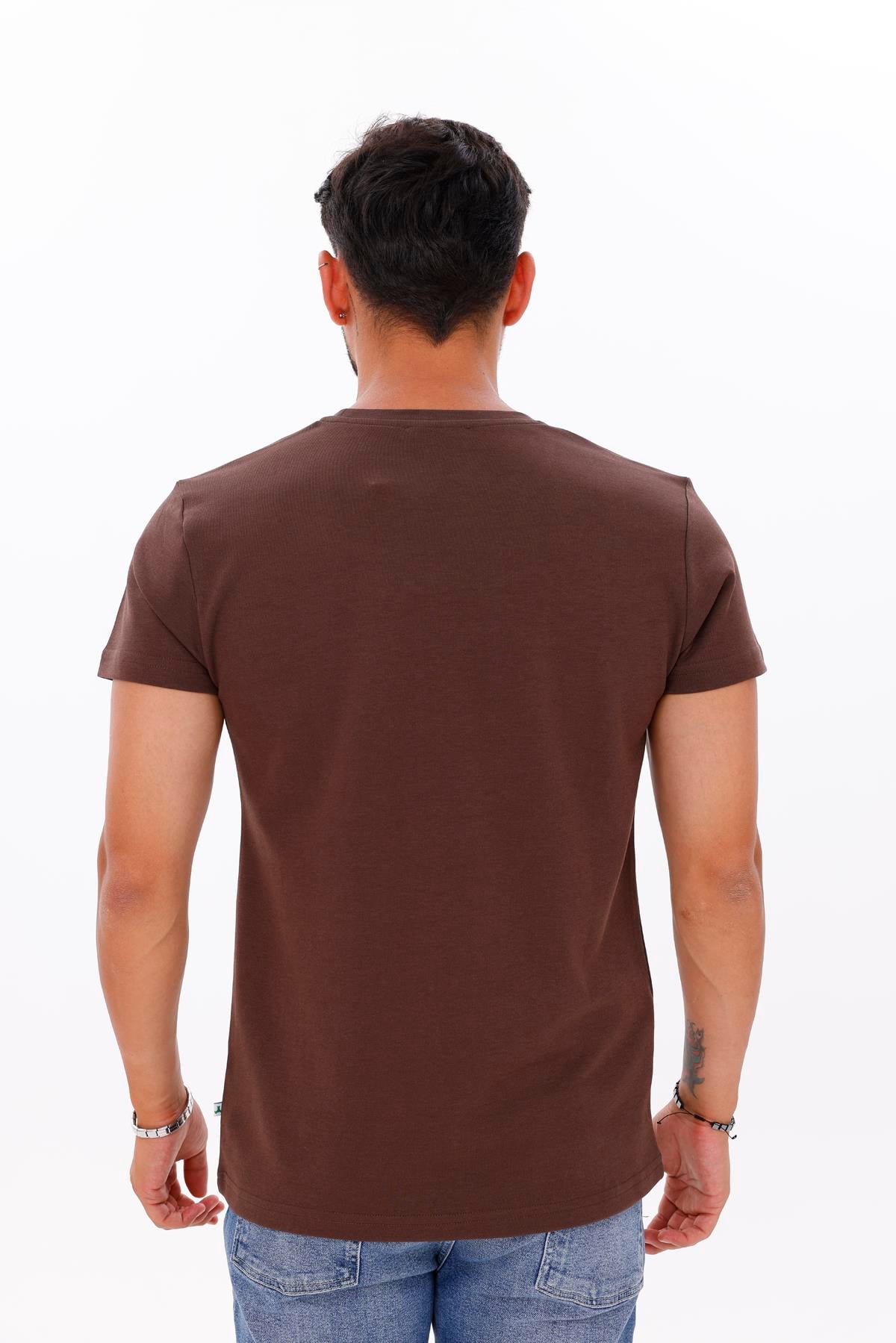 FİHA/7036-ERKEK DOUBLEFACE TSHIRT - CHOCOLATE BROWN
