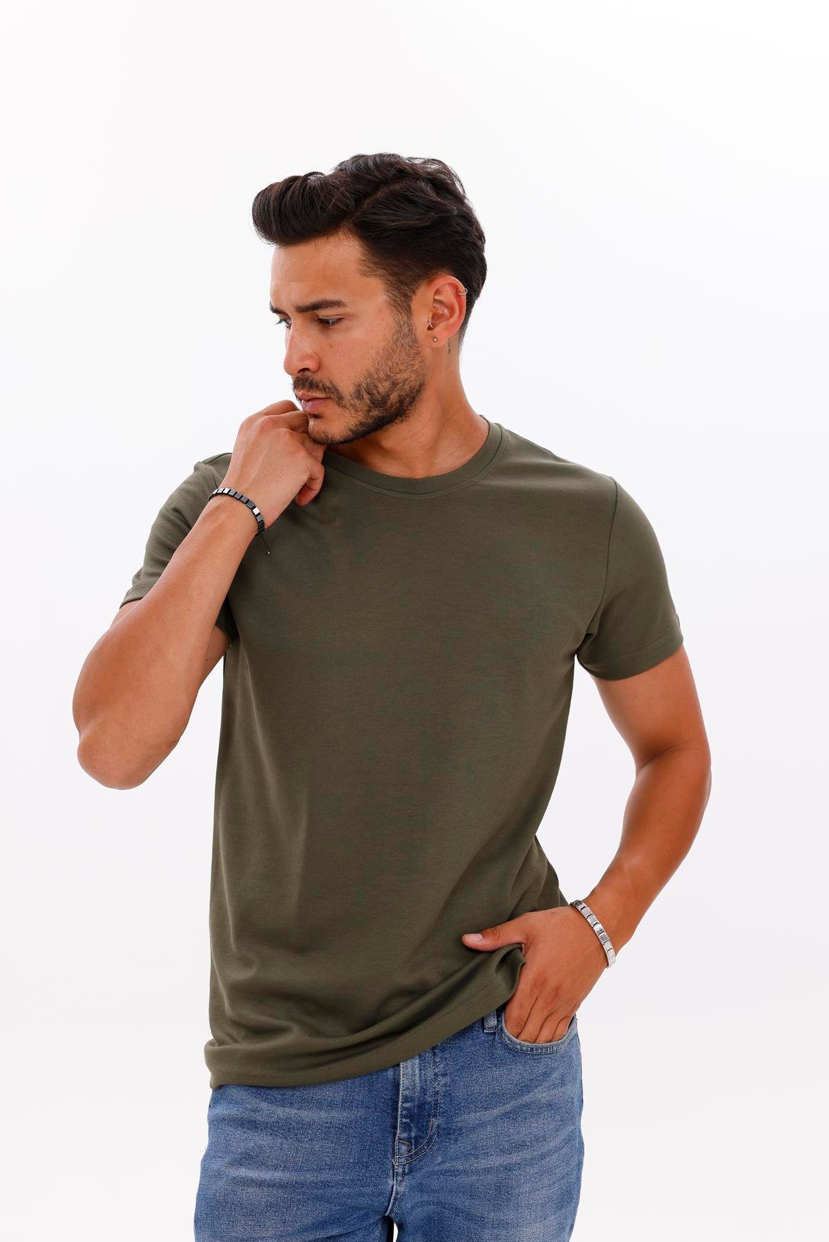 FİHA/7036-ERKEK DOUBLEFACE TSHIRT - HAKİ