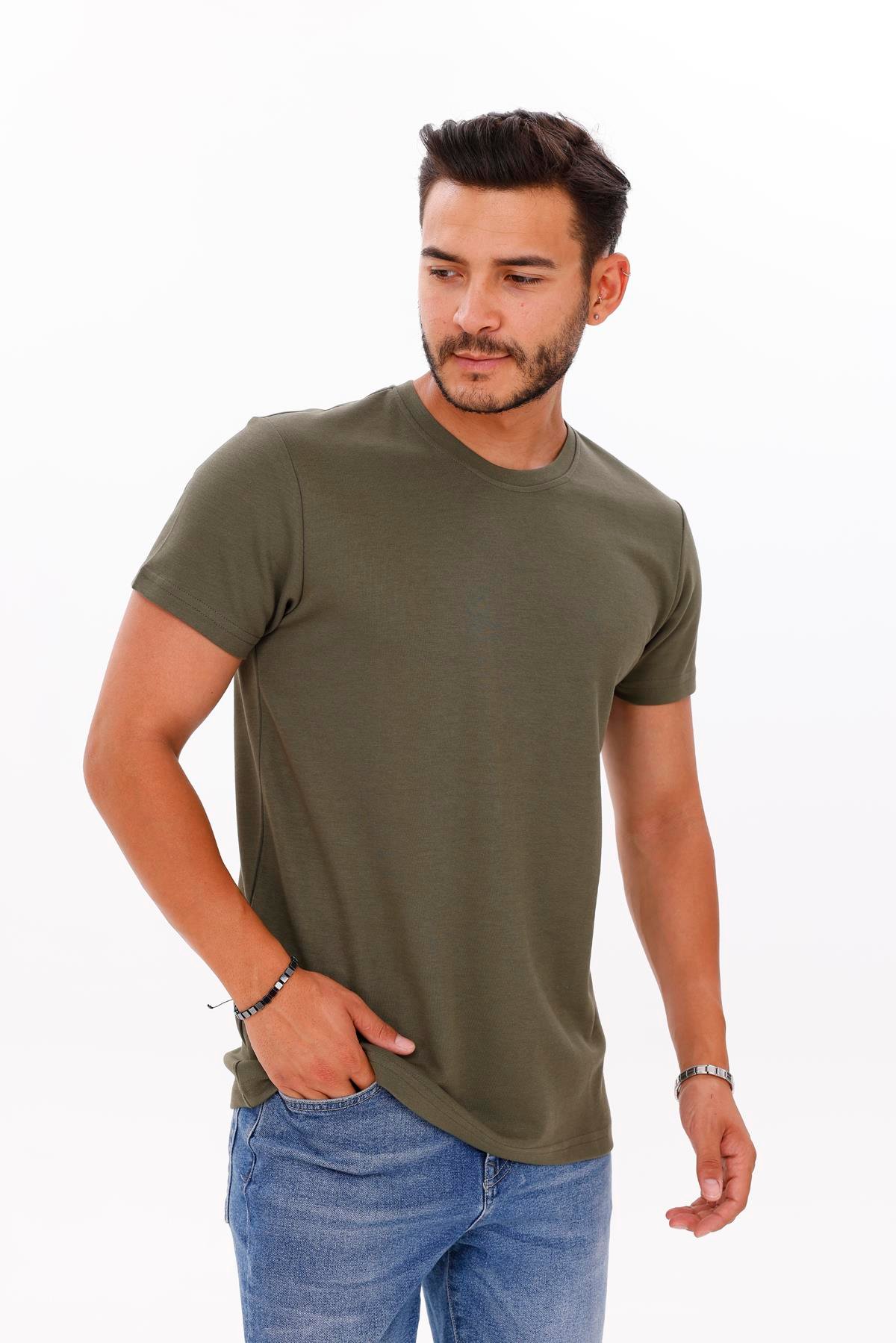 FİHA/7036-ERKEK DOUBLEFACE TSHIRT - HAKİ
