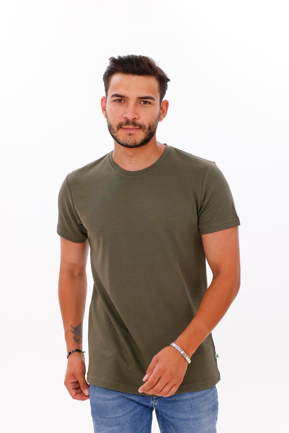 FİHA/7036-ERKEK DOUBLEFACE TSHIRT - HAKİ
