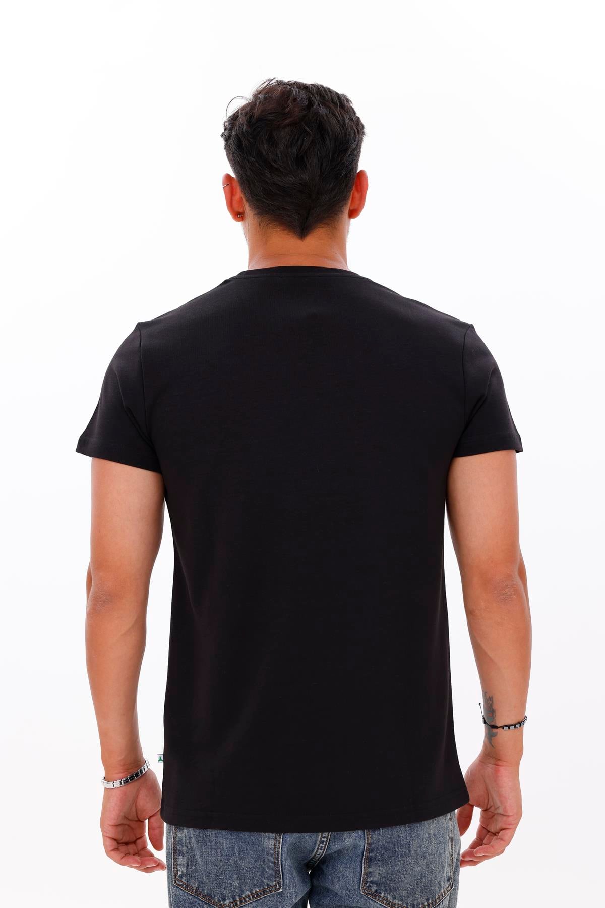FİHA/7036-ERKEK DOUBLEFACE TSHIRT - SİYAH