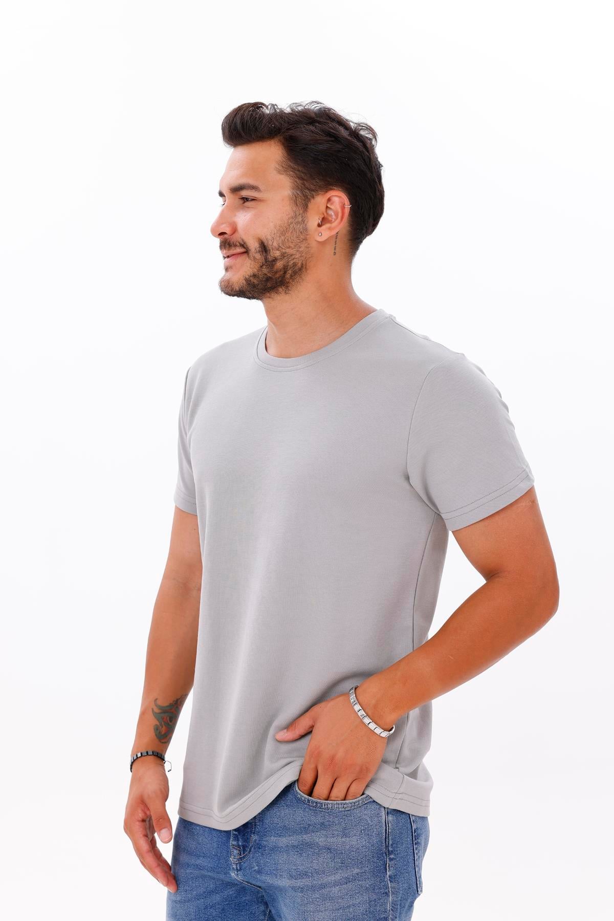 FİHA/7036-ERKEK DOUBLEFACE TSHIRT - ULTIMATE GRAY
