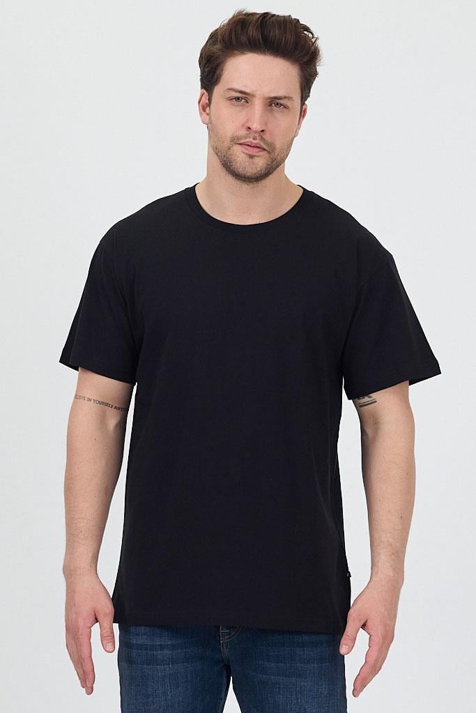FİHA/7039-UNISEX OVERSIZE SIFIR YAKA TSHIRT - SİYAH