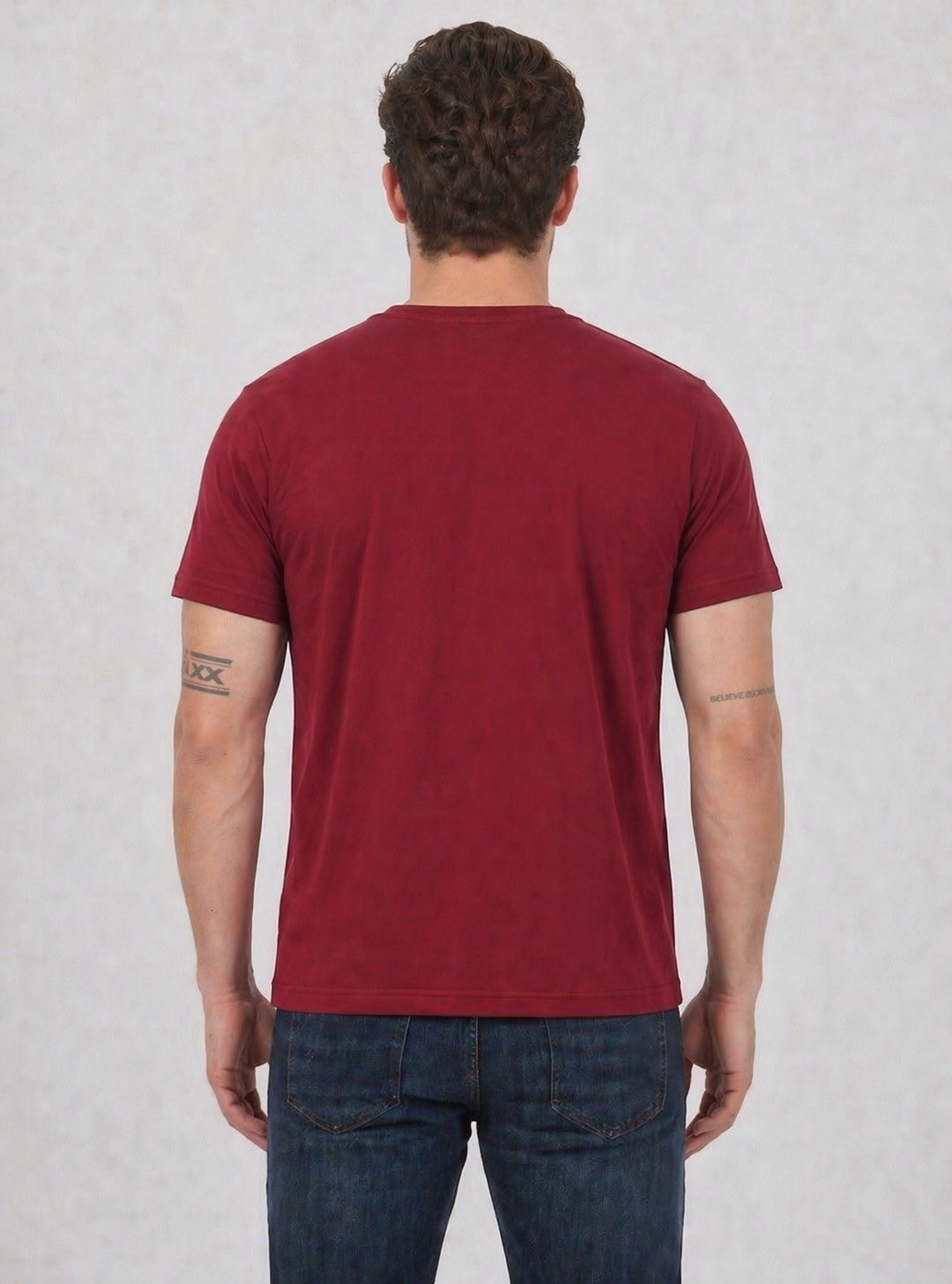FİHA/7040-ERKEK SIFIR YAKA TSHIRT - BORDO