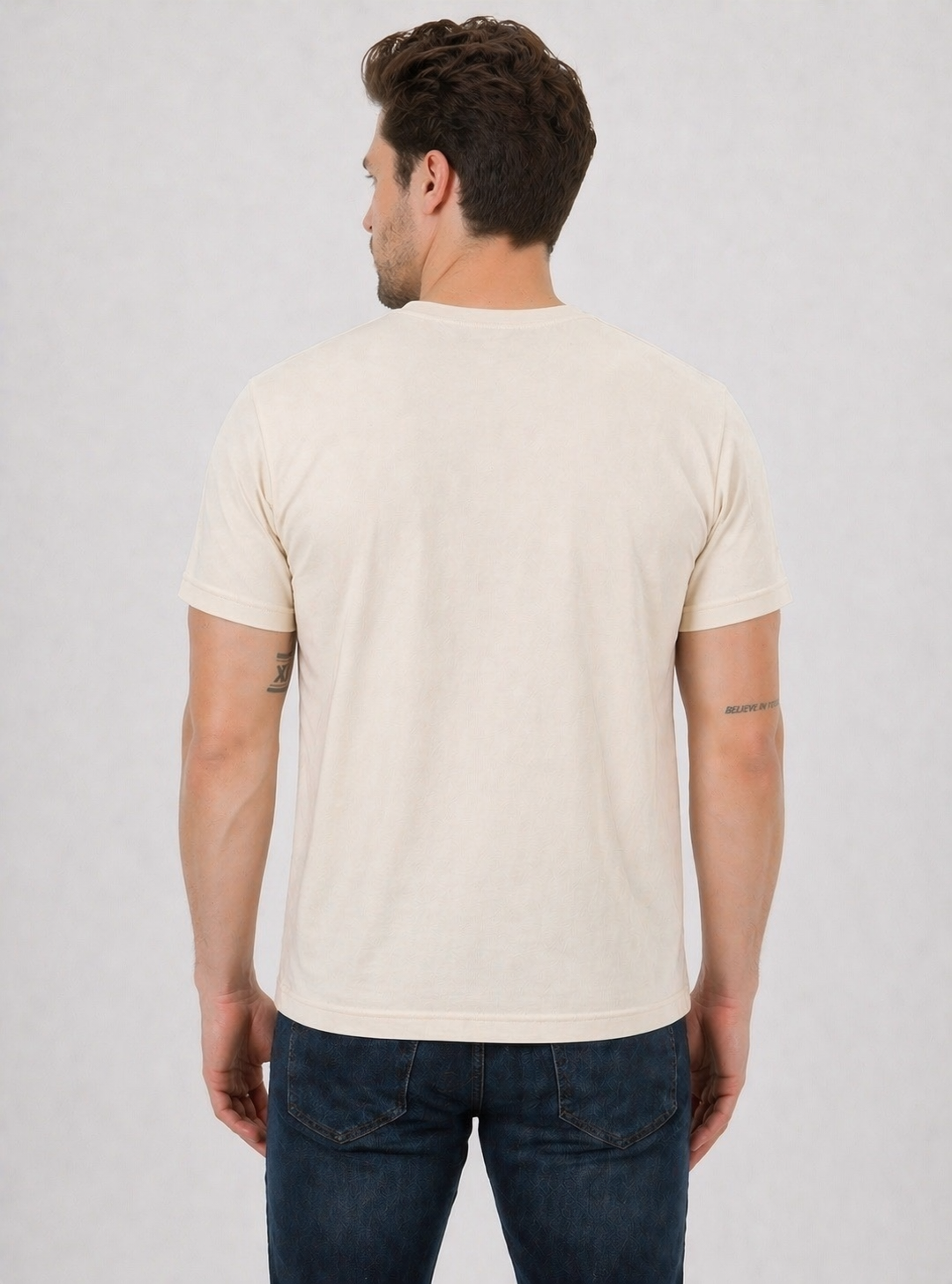 FİHA/7040-ERKEK SIFIR YAKA TSHIRT - EKRU