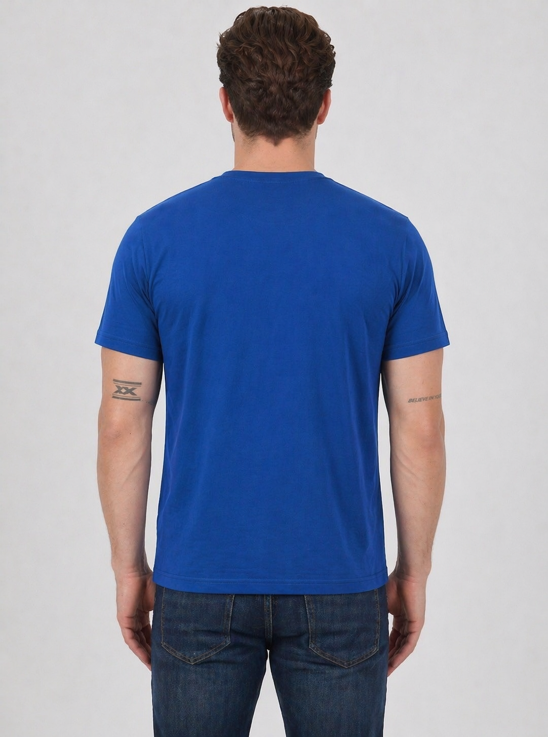 FİHA/7040-ERKEK SIFIR YAKA TSHIRT - MAVİ