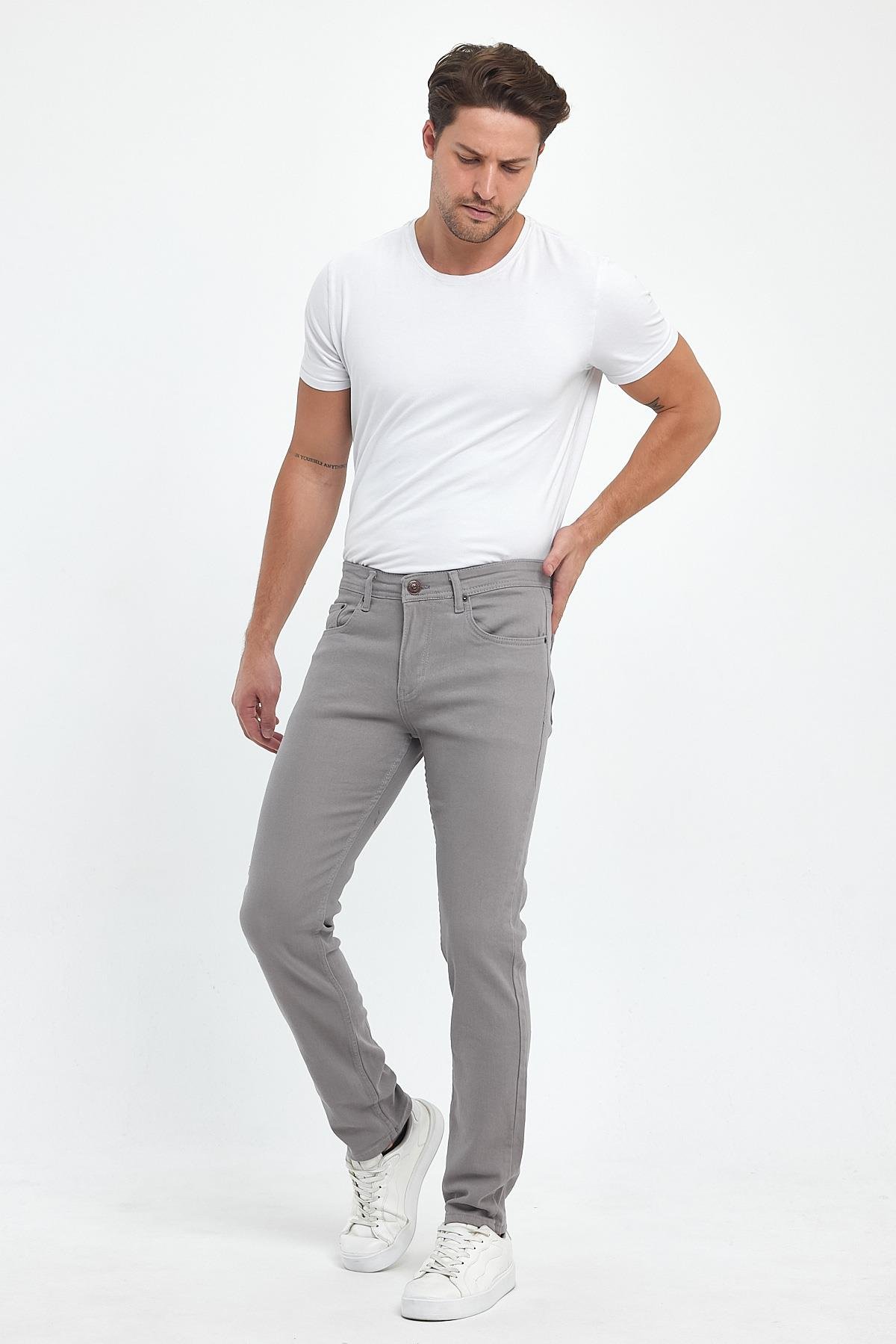 FİHA/8081-ERKEK SLİM FİT GABARDİN PANTOLON - TAŞ