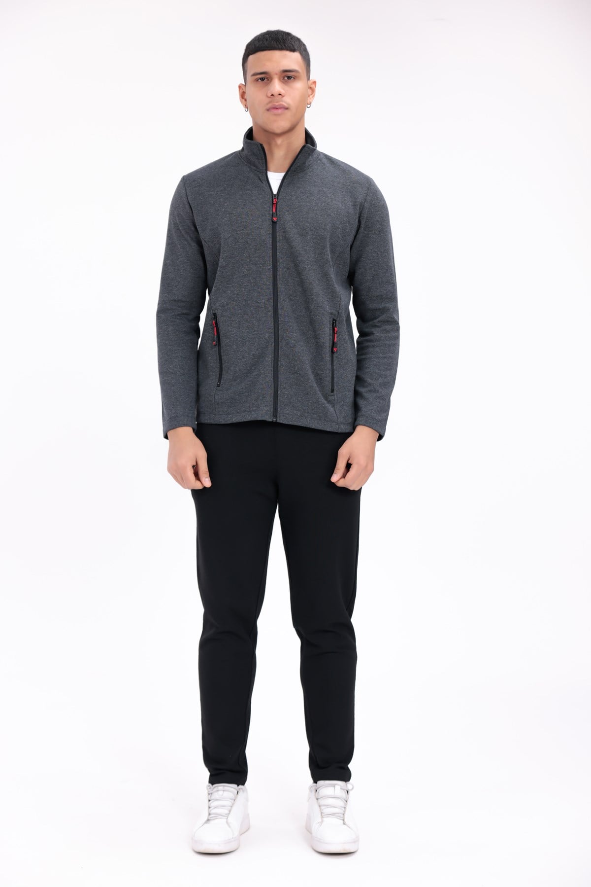FİHA/8115-ERKEK ÇELİKLİ İNTERLOK SWEATSHİRT - FÜME