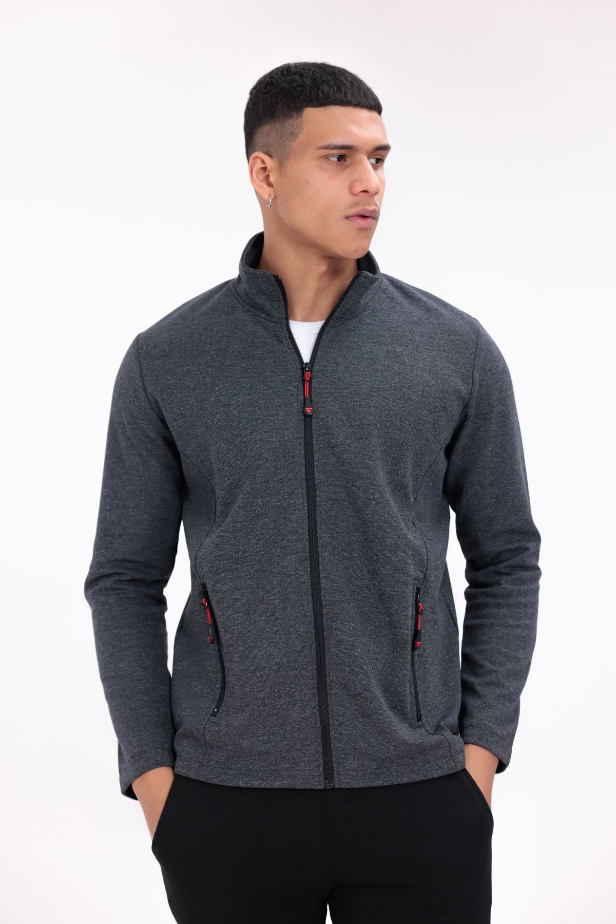 FİHA/8115-ERKEK ÇELİKLİ İNTERLOK SWEATSHİRT - FÜME