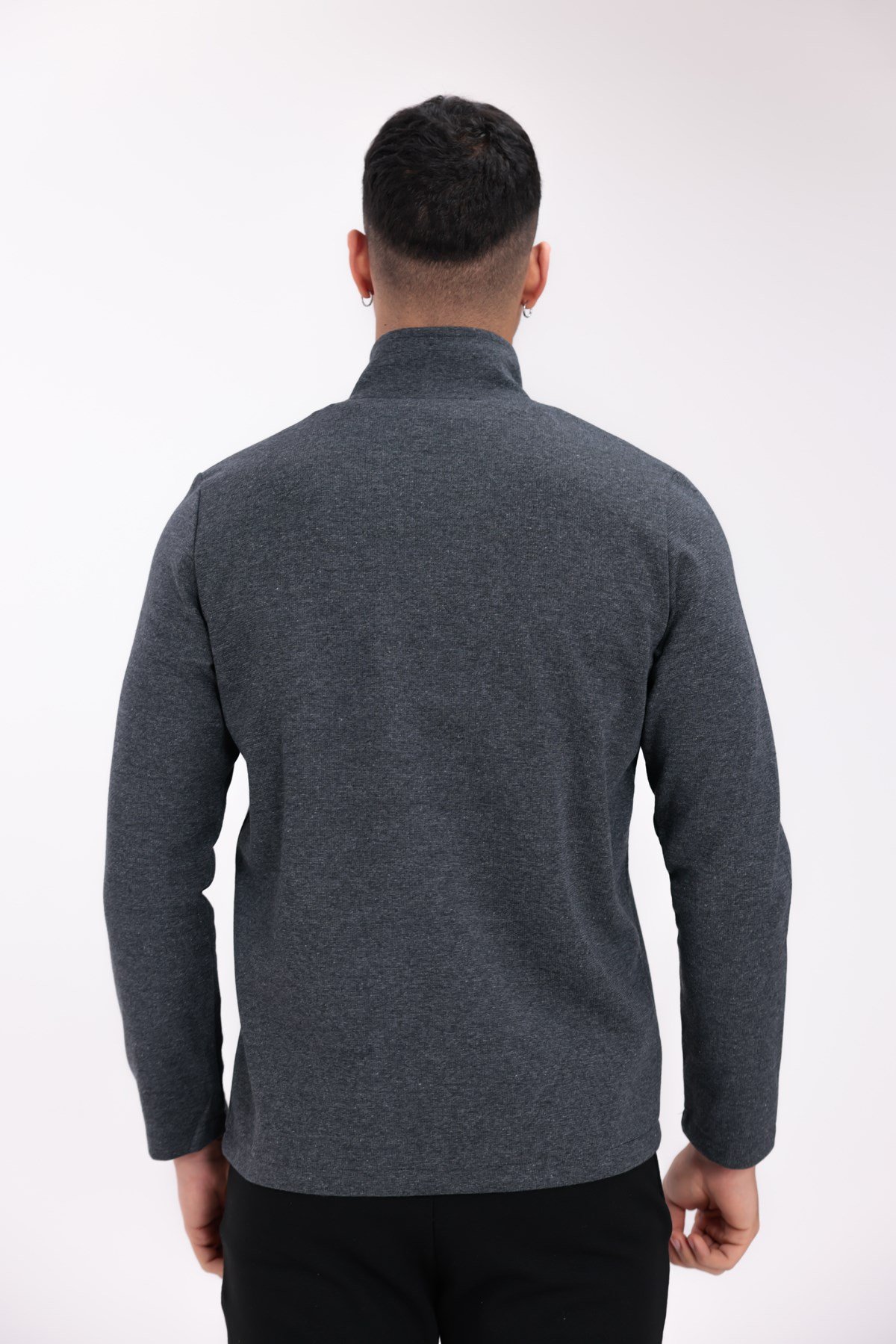 FİHA/8115-ERKEK ÇELİKLİ İNTERLOK SWEATSHİRT - FÜME