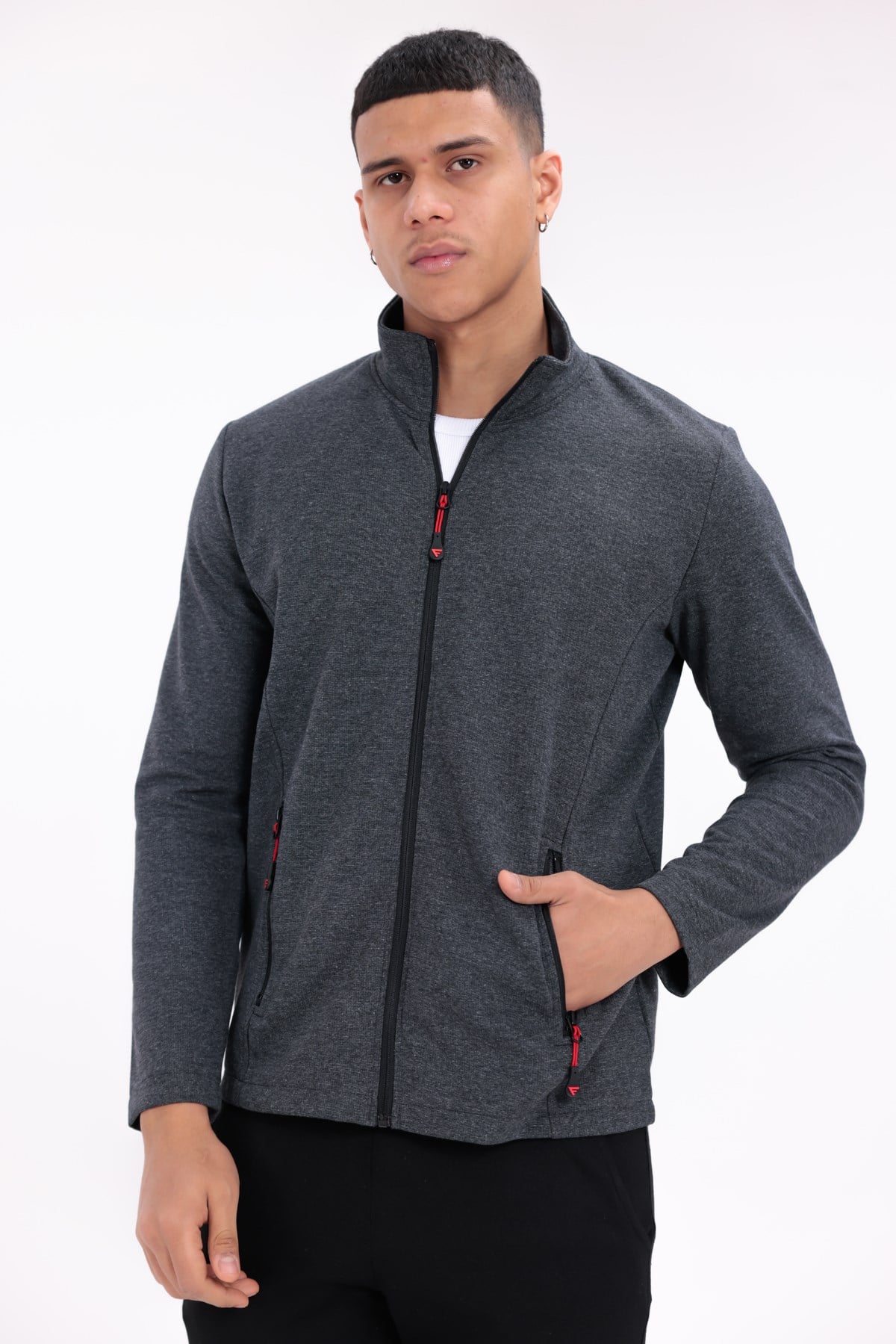 FİHA/8115-ERKEK ÇELİKLİ İNTERLOK SWEATSHİRT - FÜME