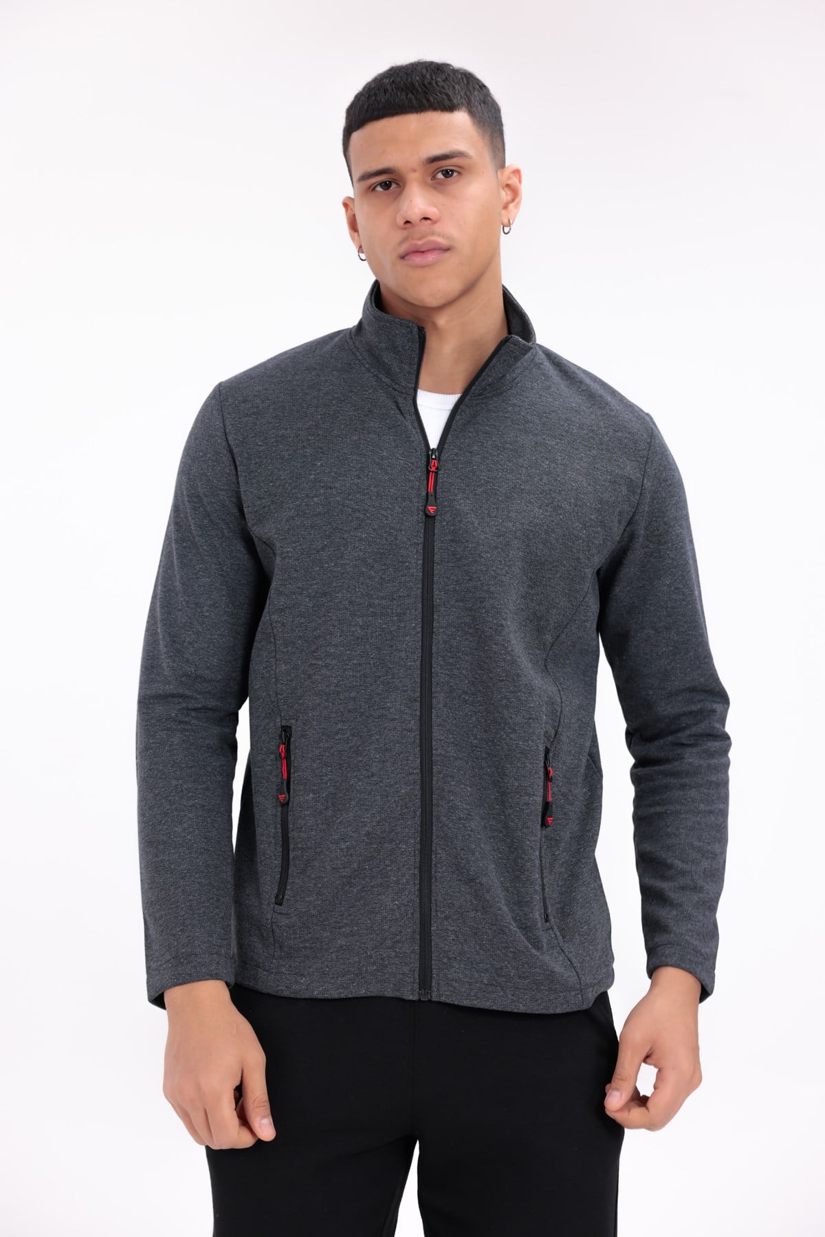FİHA/8115-ERKEK ÇELİKLİ İNTERLOK SWEATSHİRT - FÜME