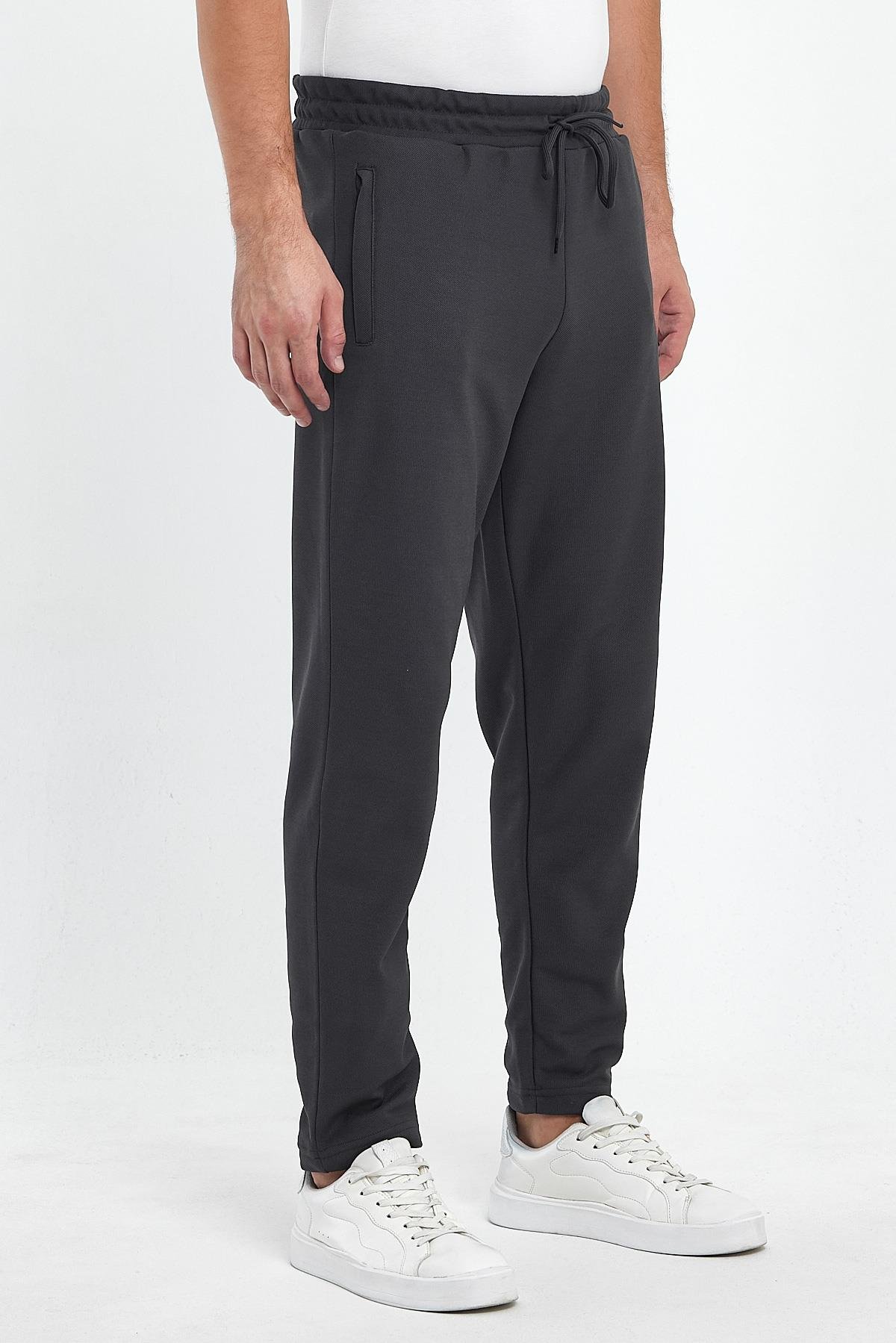 FİHA/8813-ERKEK ŞARDONLU POLYESTER PİKE CEP FERM.EŞOFMAN ALTI - FÜME