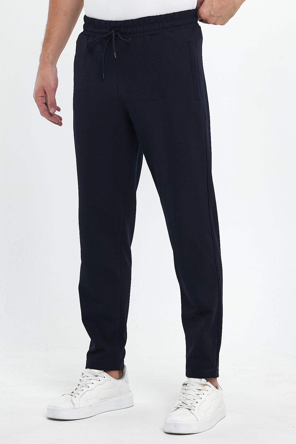 FİHA/8813-ERKEK ŞARDONLU POLYESTER PİKE CEP FERM.EŞOFMAN ALTI - LACİVERT
