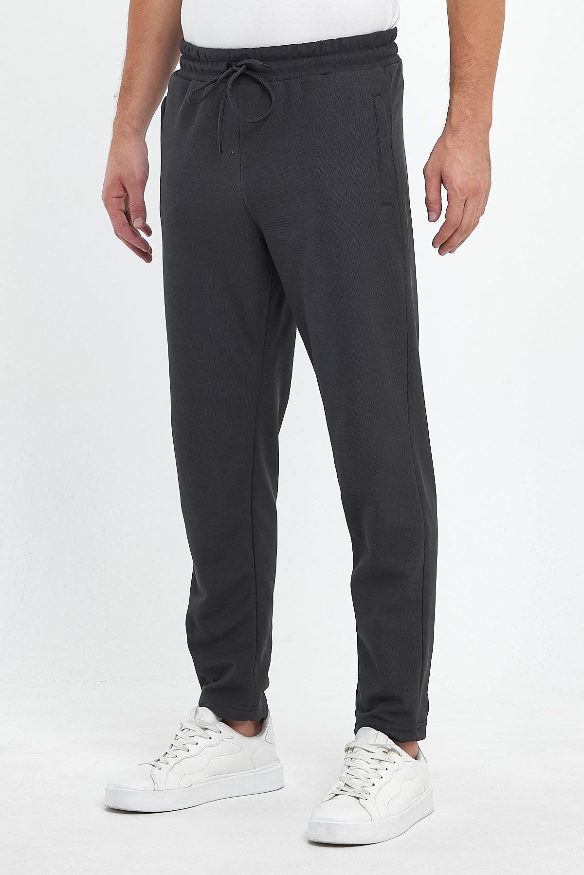 FİHA/8813-ERKEK ŞARDONLU POLYESTER PİKE CEP FERM.EŞOFMAN ALTI - FÜME