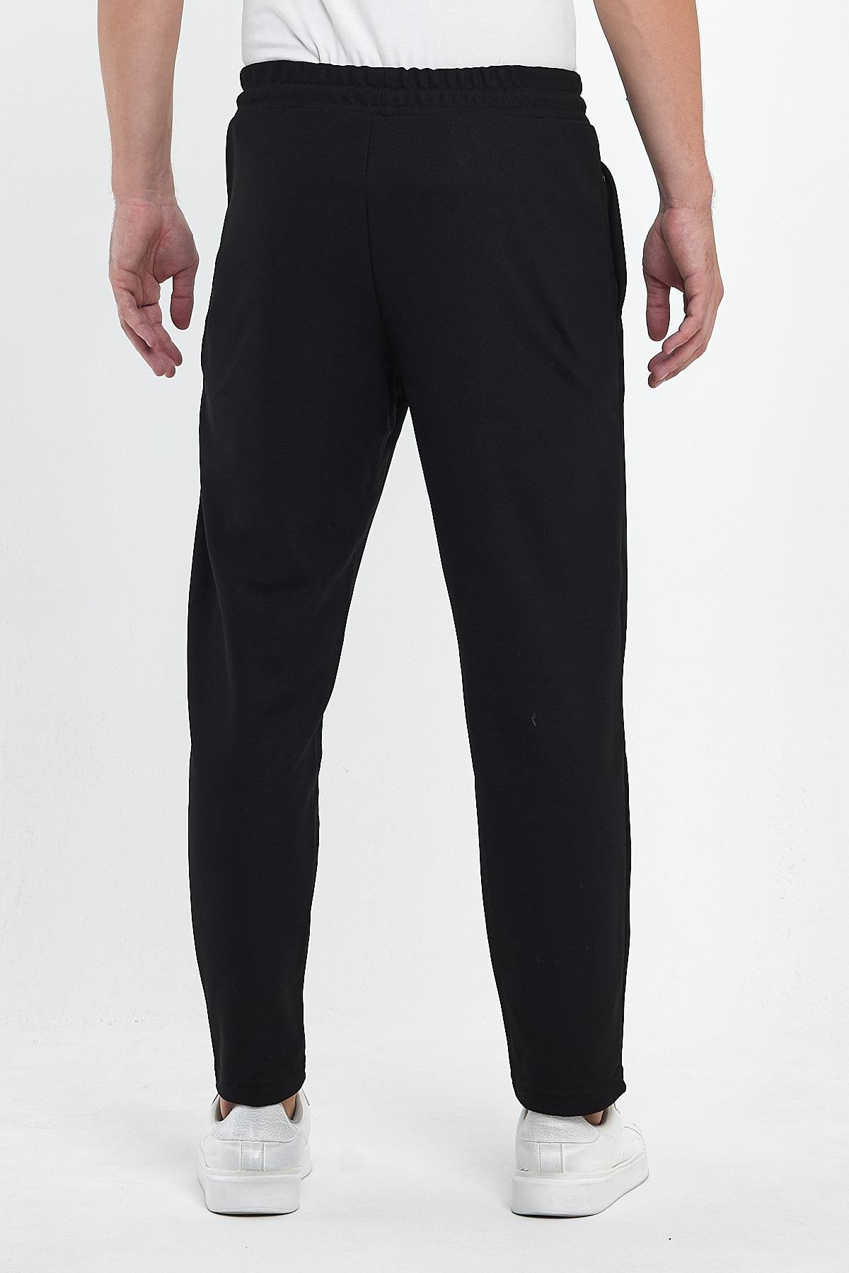 FİHA/8813-ERKEK ŞARDONLU POLYESTER PİKE CEP FERM.EŞOFMAN ALTI - SİYAH