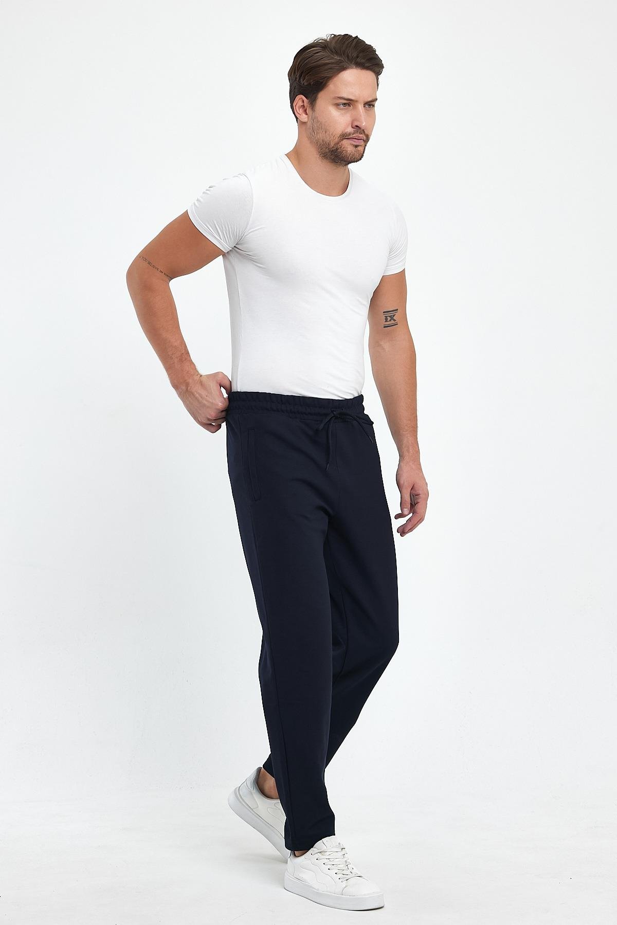 FİHA/8813-ERKEK ŞARDONLU POLYESTER PİKE CEP FERM.EŞOFMAN ALTI - LACİVERT