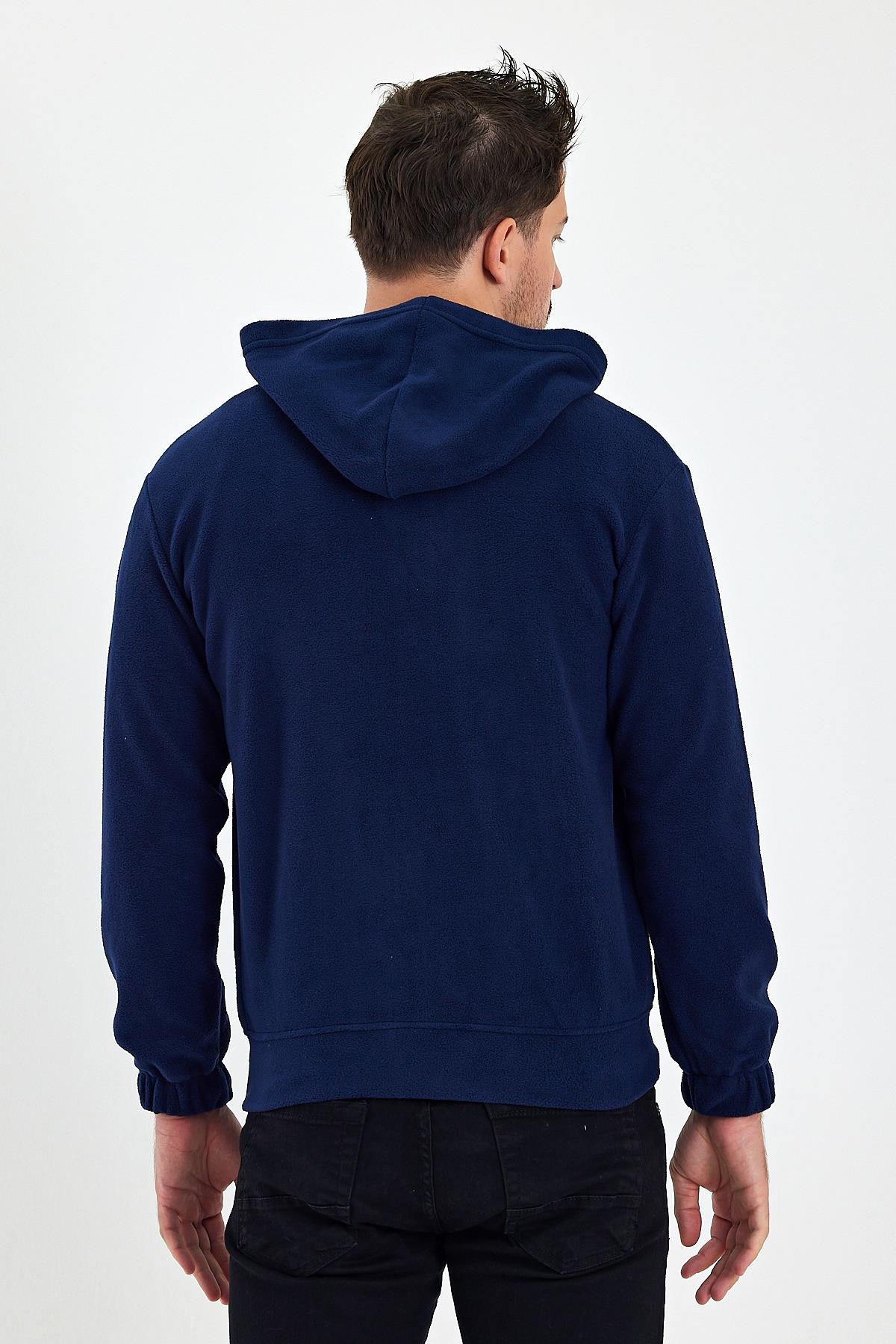 FİHA/8967-ERKEK POLAR FERMUARLI KOLU LASTIKLI SWEAT - LACİVERT