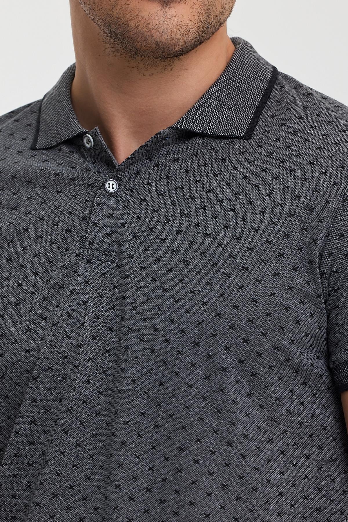 FİHA/8991-ERKEK DESENLİ POLO YAKA - FÜME