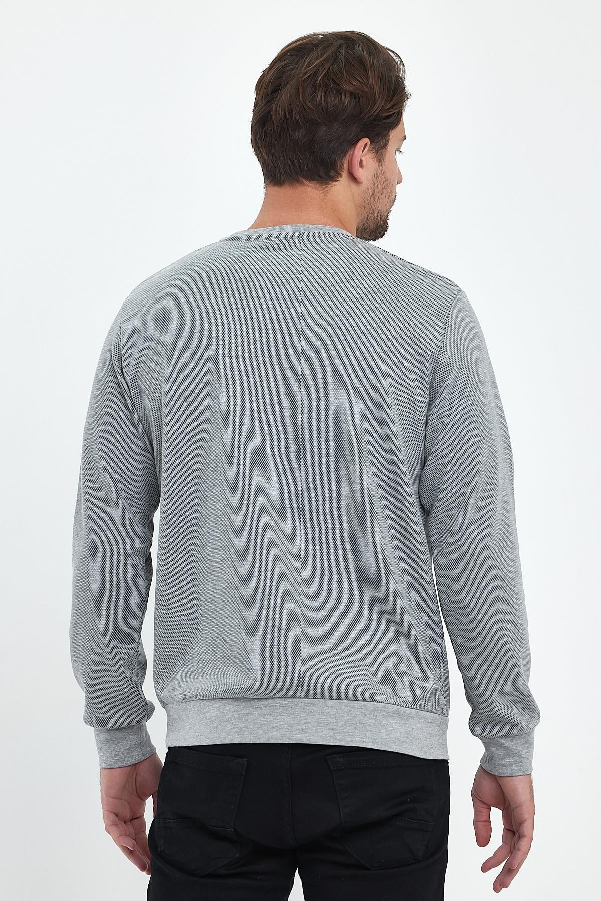FİHA/9014-ERKEK YAGMUR DESEN SIFIR YAKA SWEAT - GRİ