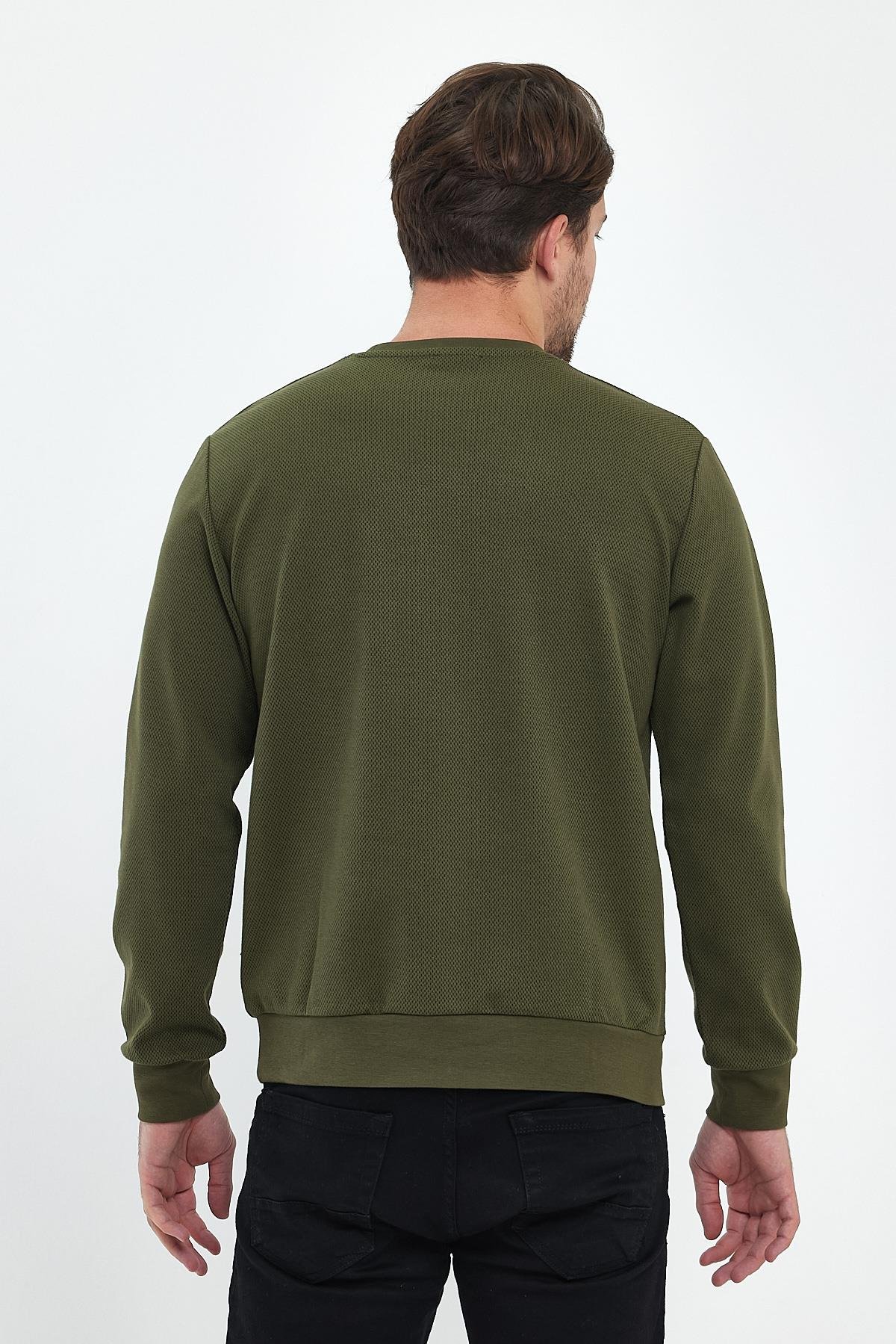 FİHA/9014-ERKEK YAGMUR DESEN SIFIR YAKA SWEAT - HAKİ