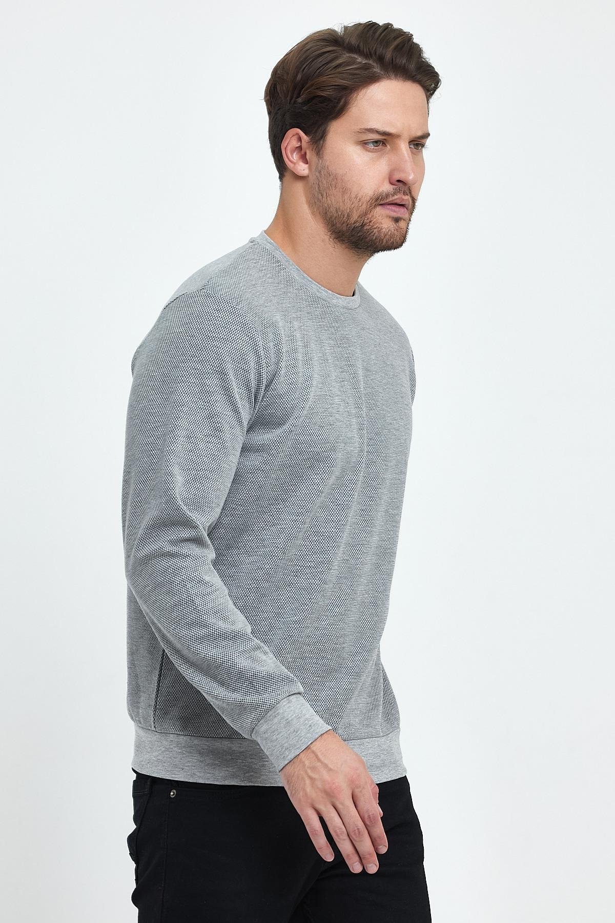 FİHA/9014-ERKEK YAGMUR DESEN SIFIR YAKA SWEAT - GRİ