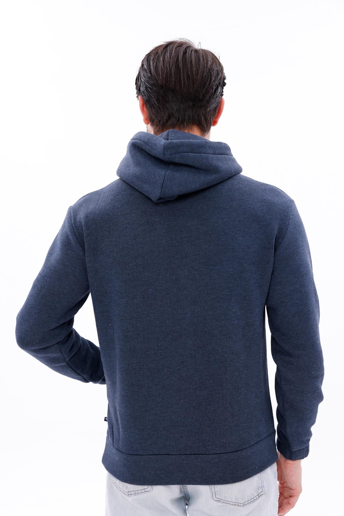 FİHA/9016-ERKEK KOLU LASTİKLİ KAPŞONLU SWEAT - İNDİGO