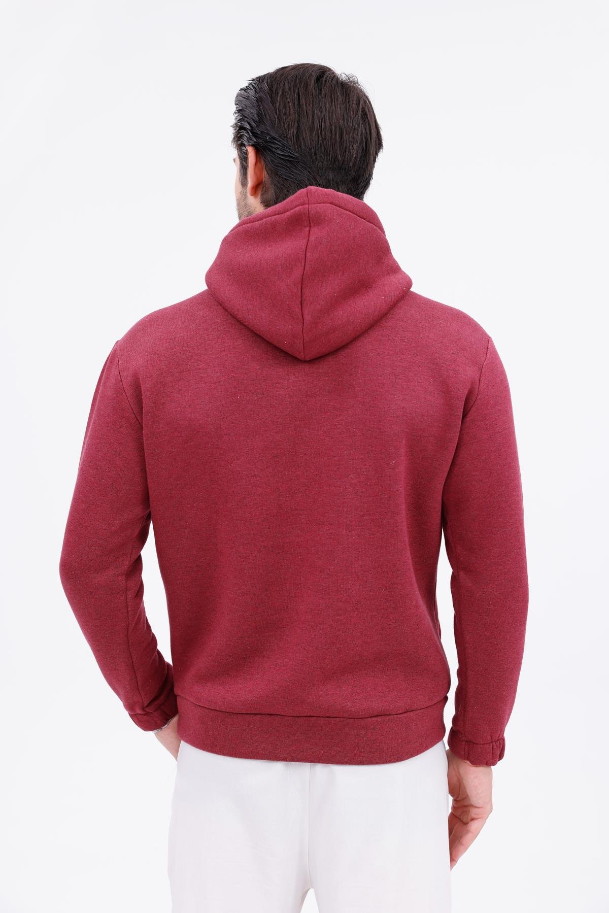 FİHA/9016-ERKEK KOLU LASTİKLİ KAPŞONLU SWEAT - BORDO