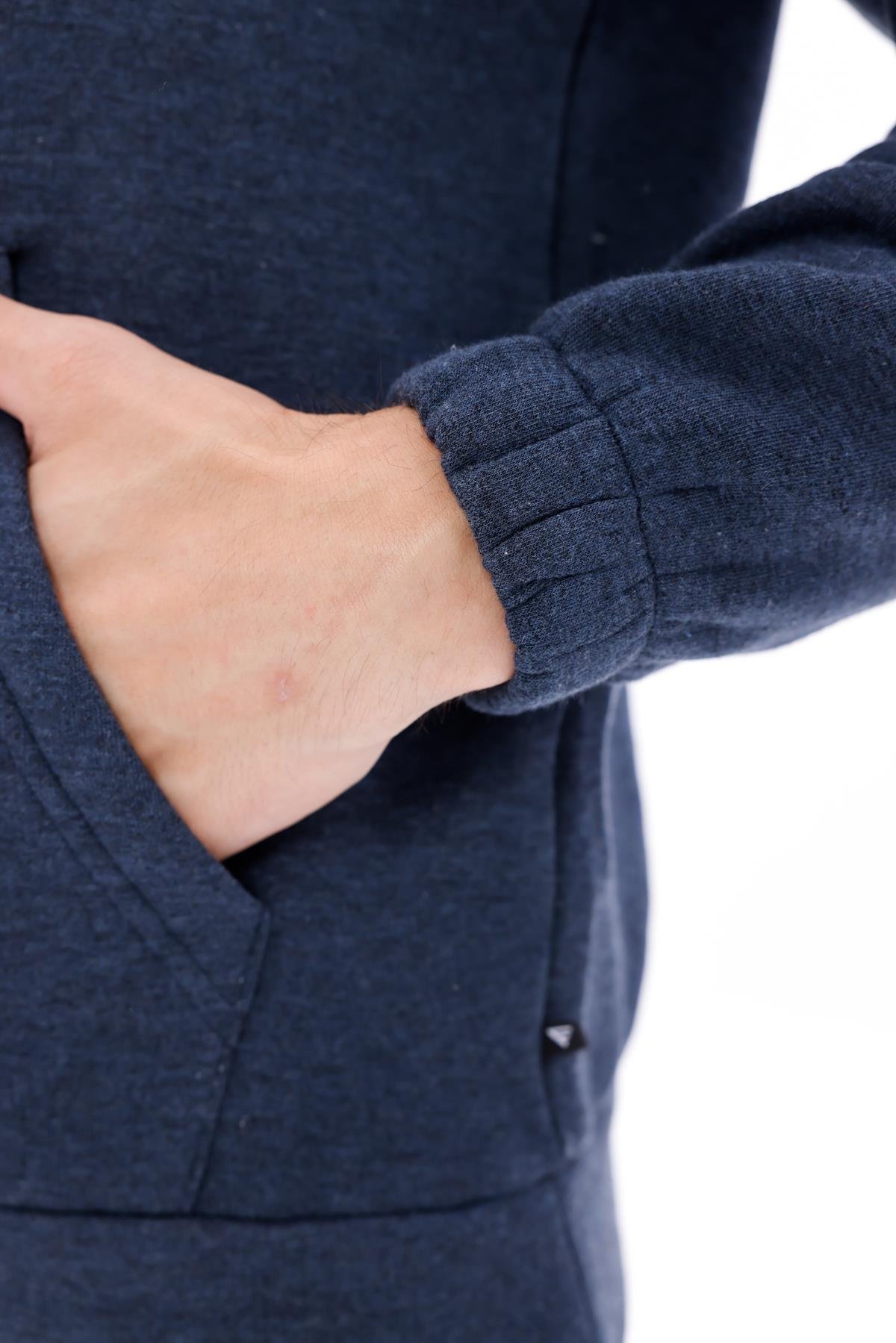 FİHA/9016-ERKEK KOLU LASTİKLİ KAPŞONLU SWEAT - İNDİGO