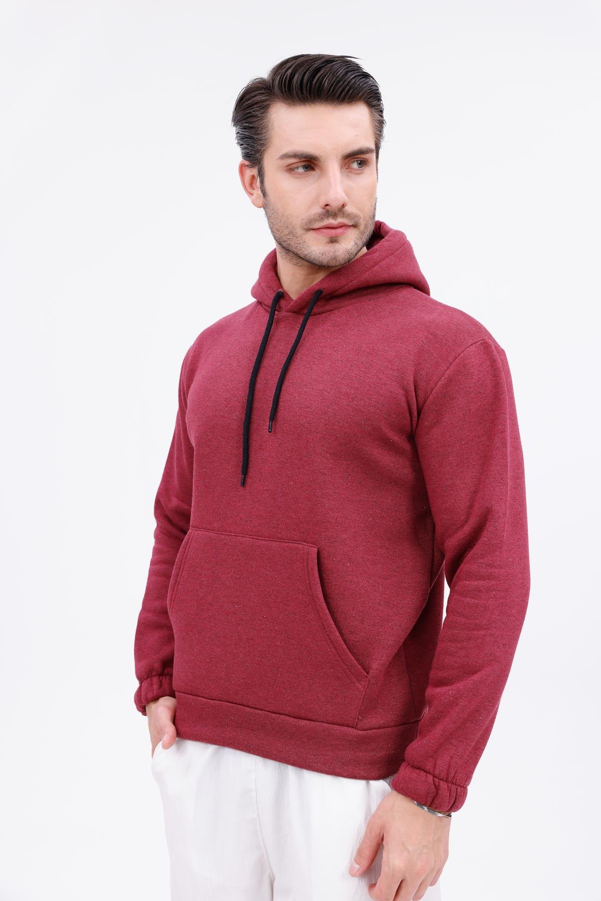 FİHA/9016-ERKEK KOLU LASTİKLİ KAPŞONLU SWEAT - BORDO