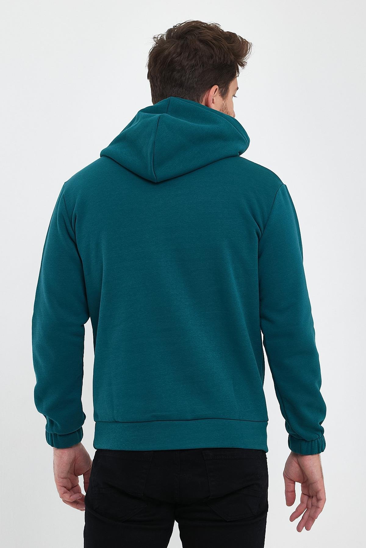 FİHA/9016-ERKEK KOLU LASTİKLİ KAPŞONLU SWEAT - YEŞİL