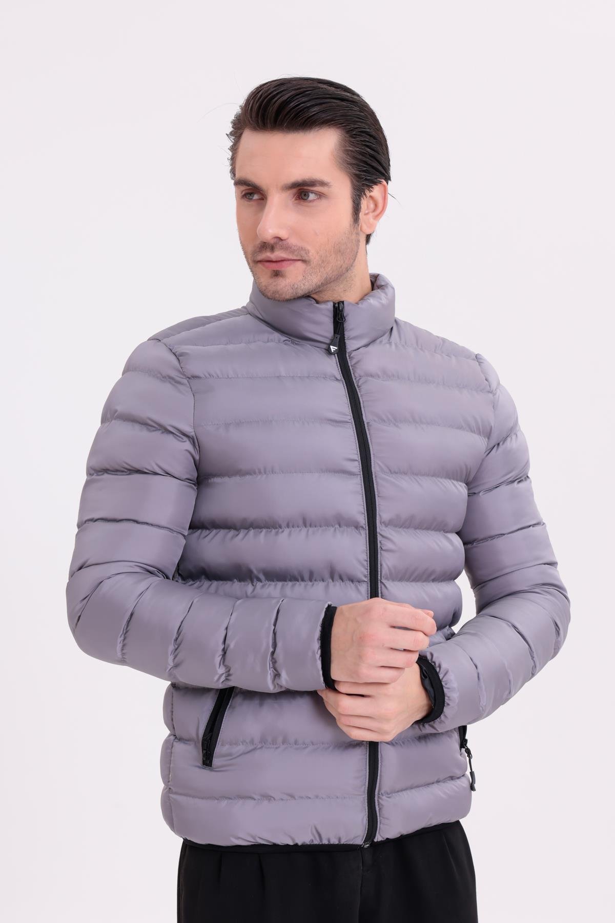 FİHA/9026-ERKEK ŞİŞME MONT - AÇIK GRİ