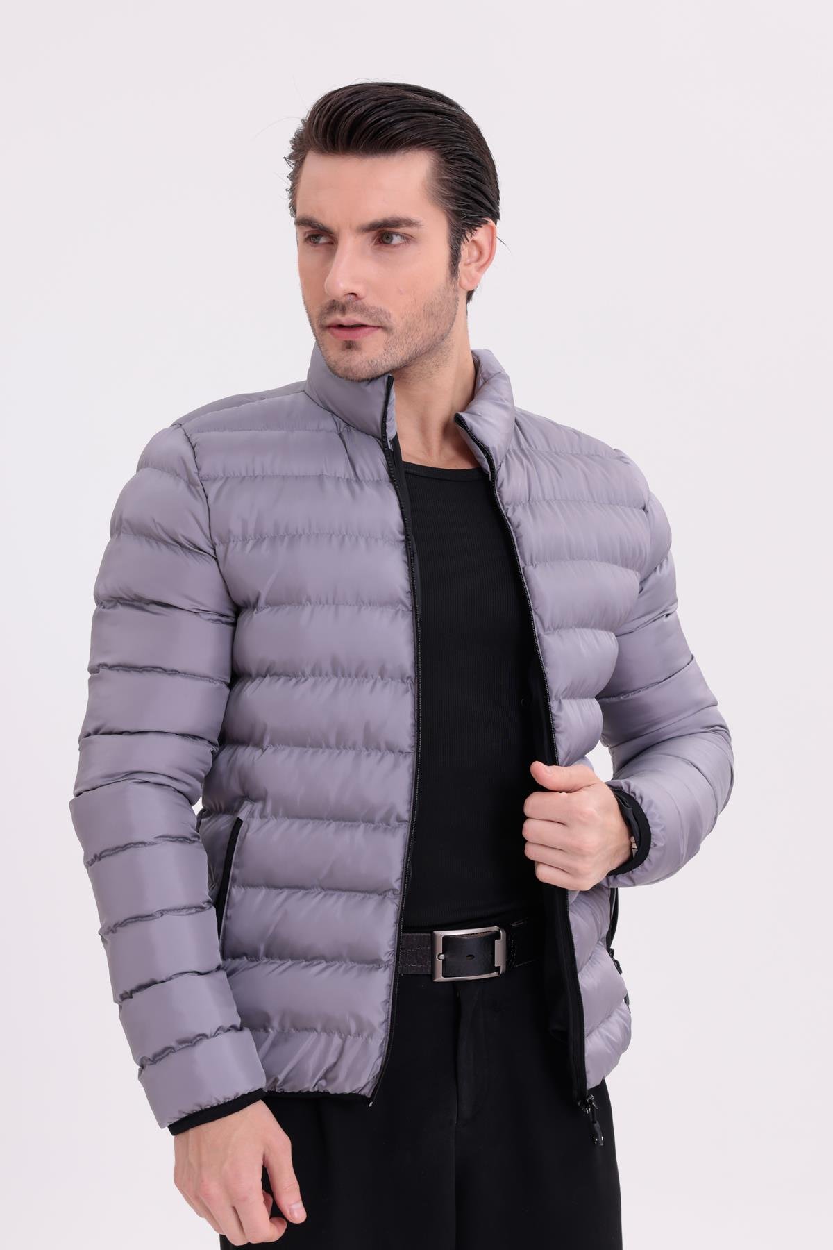 FİHA/9026-ERKEK ŞİŞME MONT - AÇIK GRİ