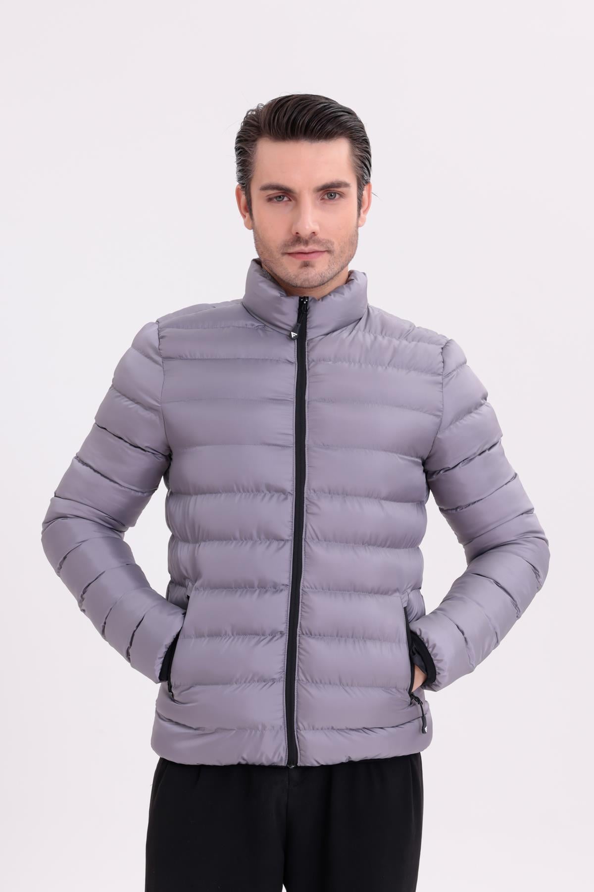 FİHA/9026-ERKEK ŞİŞME MONT - AÇIK GRİ