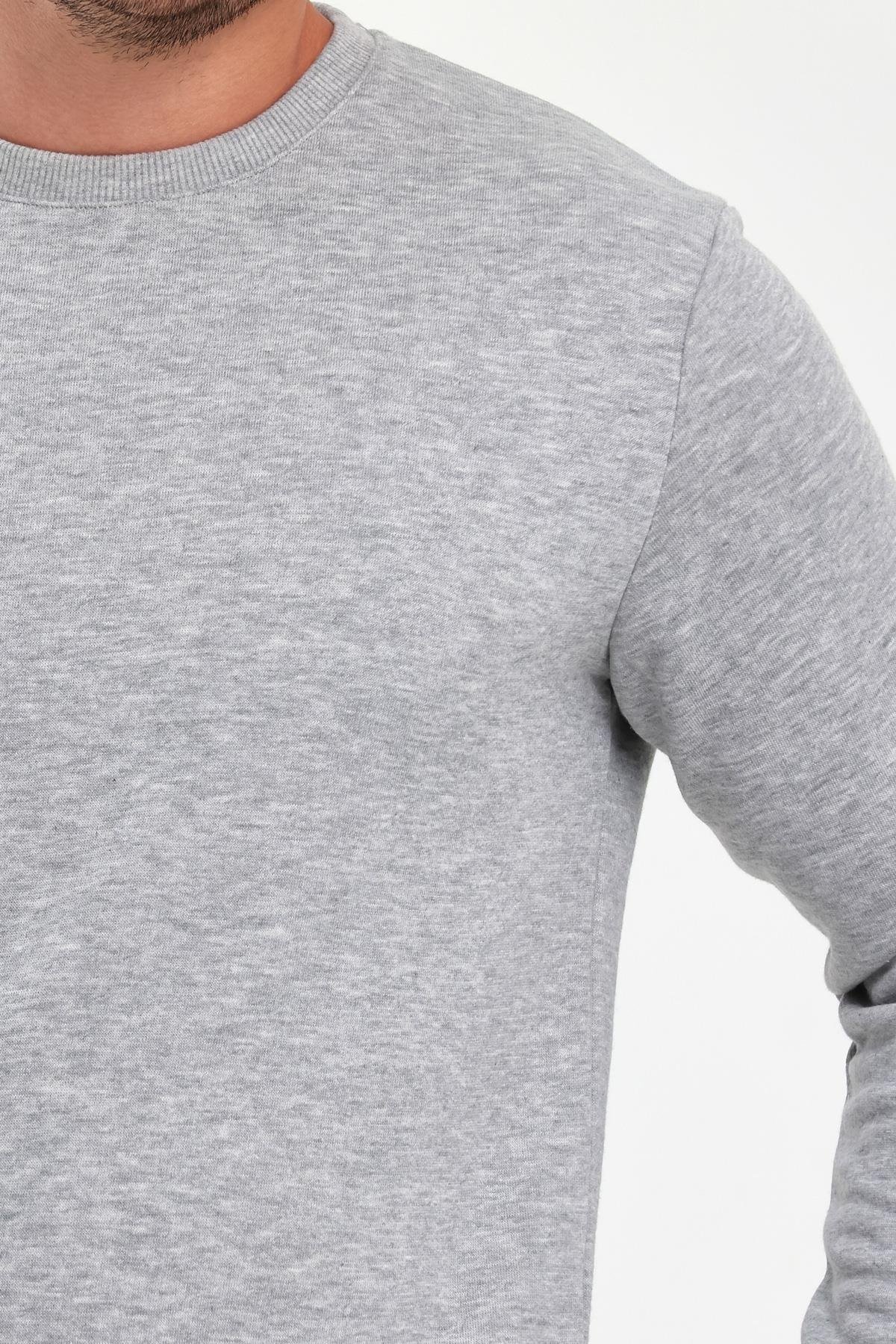 FİHA/9029-ERKEK SIFIR YAKA 3 İPLİK ŞARDONSUZ SWEAT - GRİ