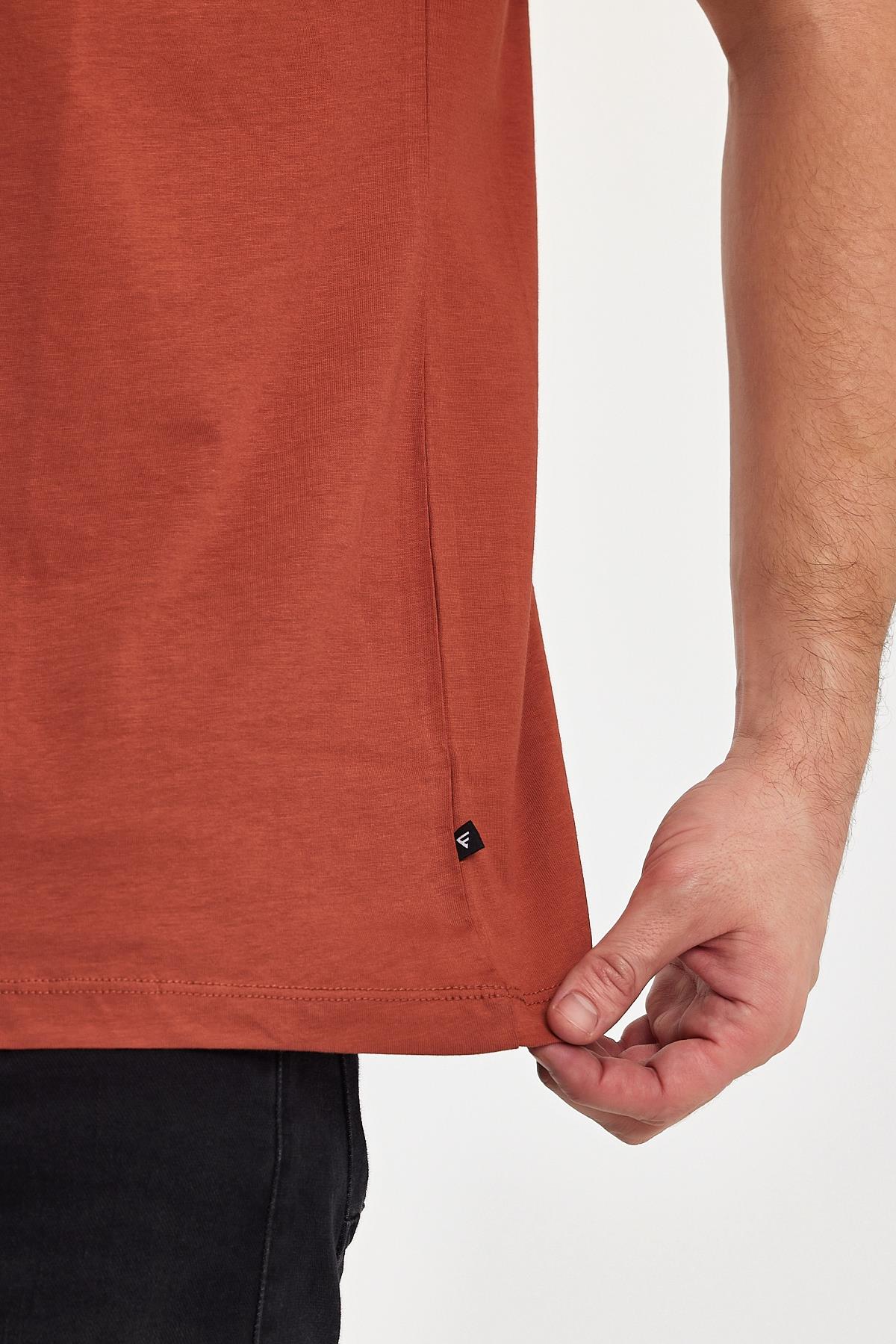 FİHA/9030-ERKEK COMPACT PENYE OVERSIZE T-SHIRT - COPPER BROWN