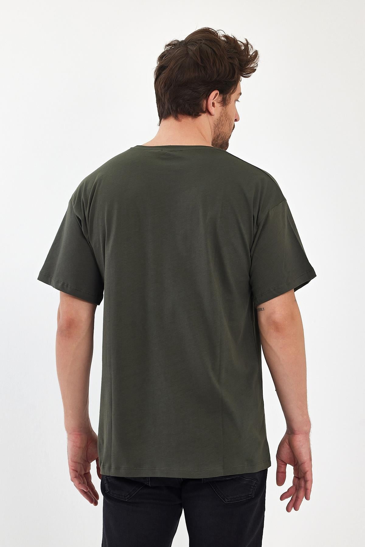 FİHA/9030-ERKEK COMPACT PENYE OVERSIZE T-SHIRT - HAKİ