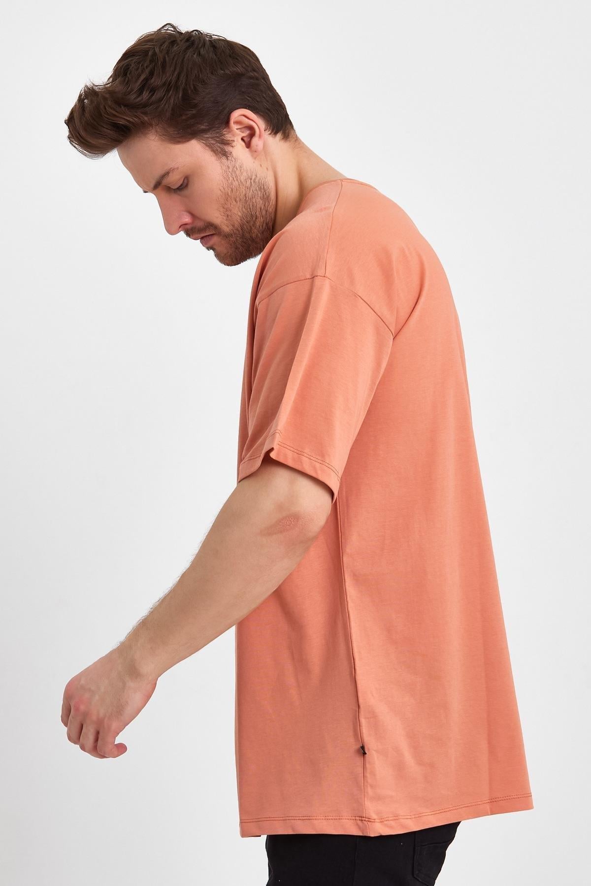 FİHA/9030-ERKEK COMPACT PENYE OVERSIZE T-SHIRT - APRICOT CRUSH