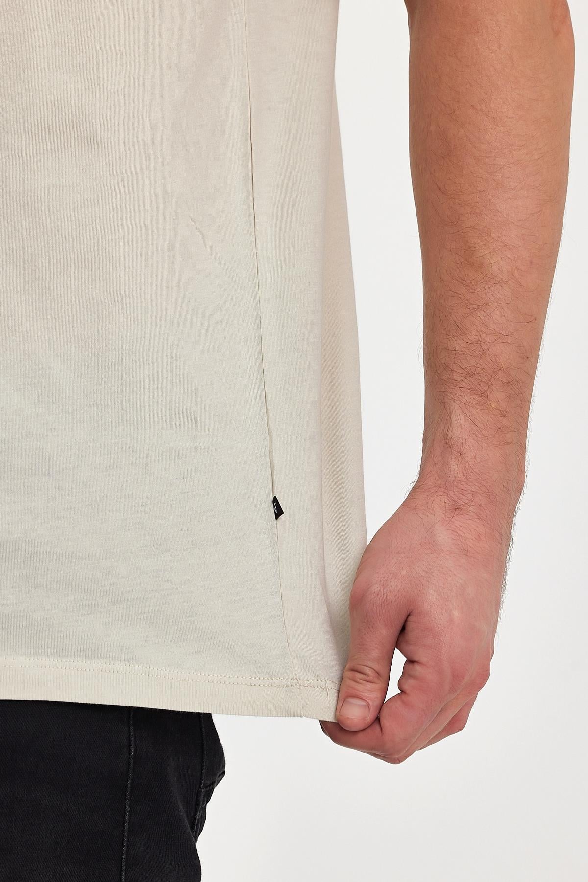 FİHA/9030-ERKEK COMPACT PENYE OVERSIZE T-SHIRT - TAŞ