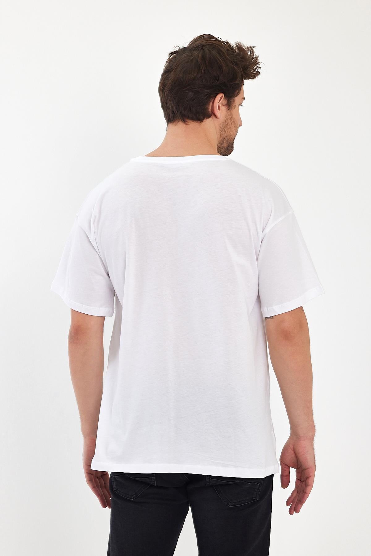 FİHA/9030-ERKEK COMPACT PENYE OVERSIZE T-SHIRT - BEYAZ
