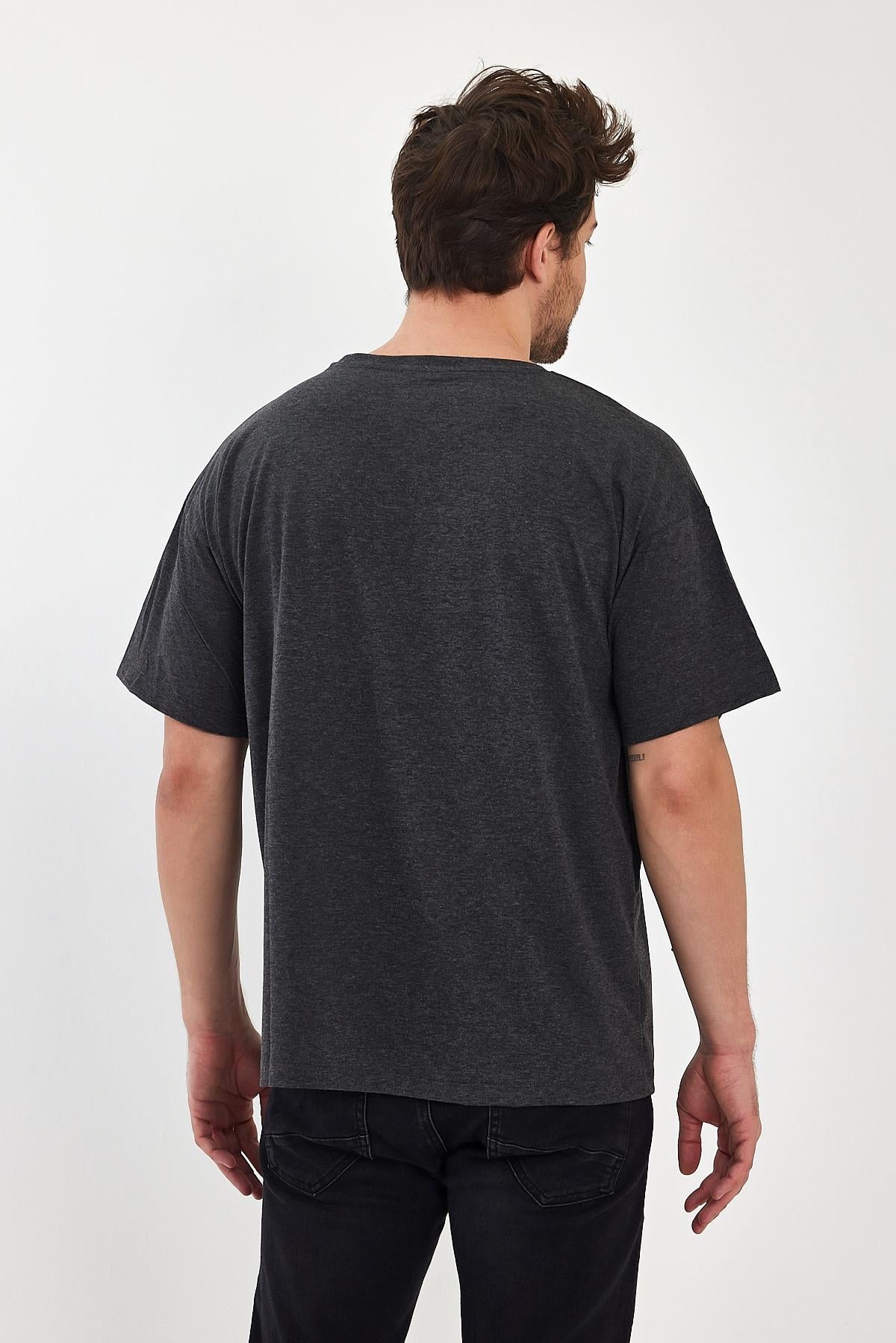 FİHA/9030-ERKEK COMPACT PENYE OVERSIZE T-SHIRT - ANTRASİT